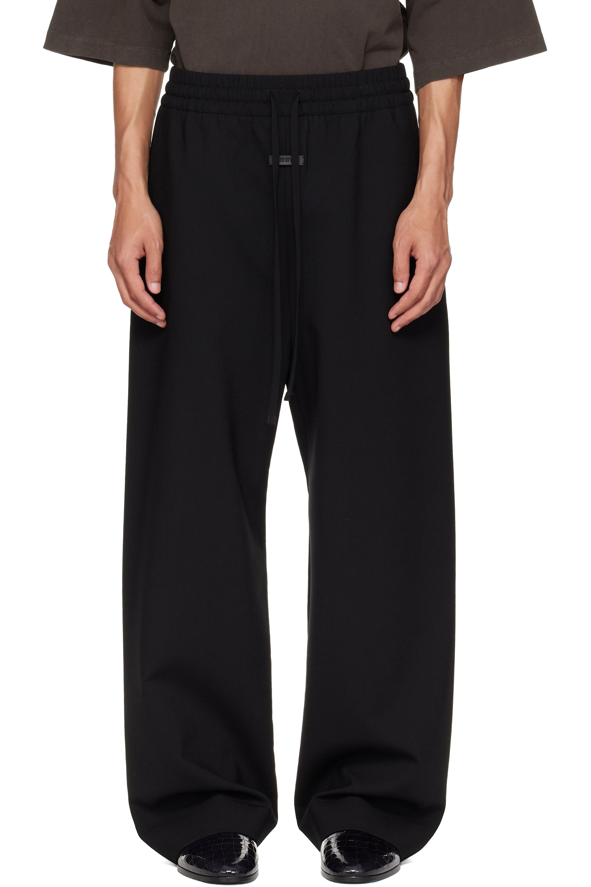 Fear of God - Black Double Weave Wool Wide Leg Drawstring Trousers