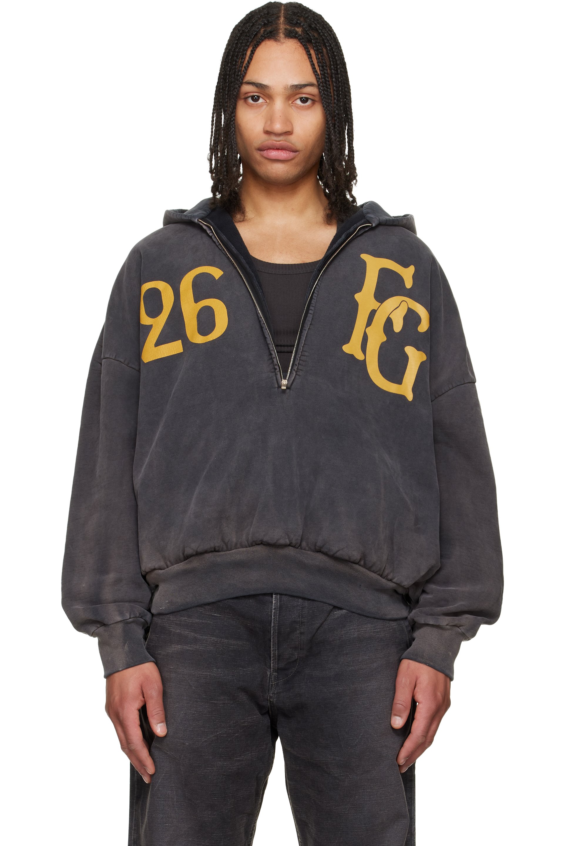 Fear of God - Pull à capuche 'Baseball Club' noir à demi-glissière