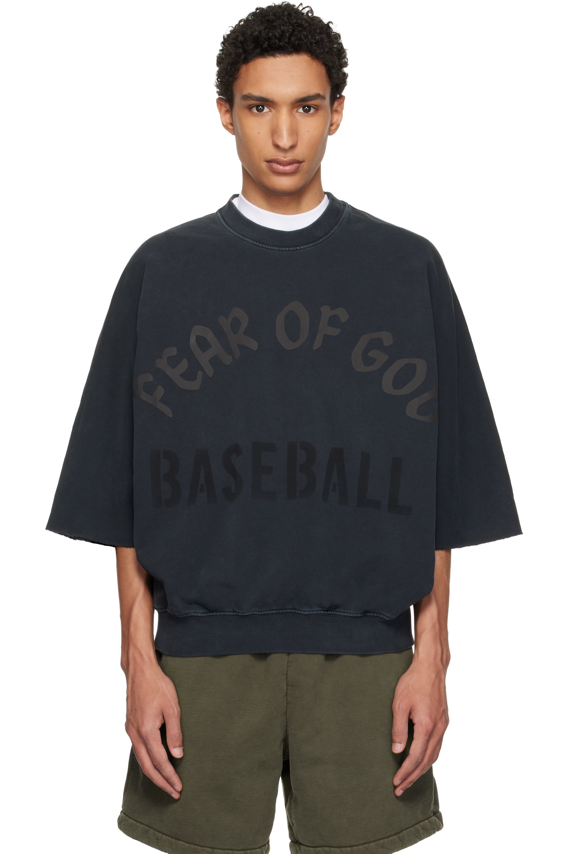 Fear of God - Black 'Baseball' Cut Sleeve Sweatshirt