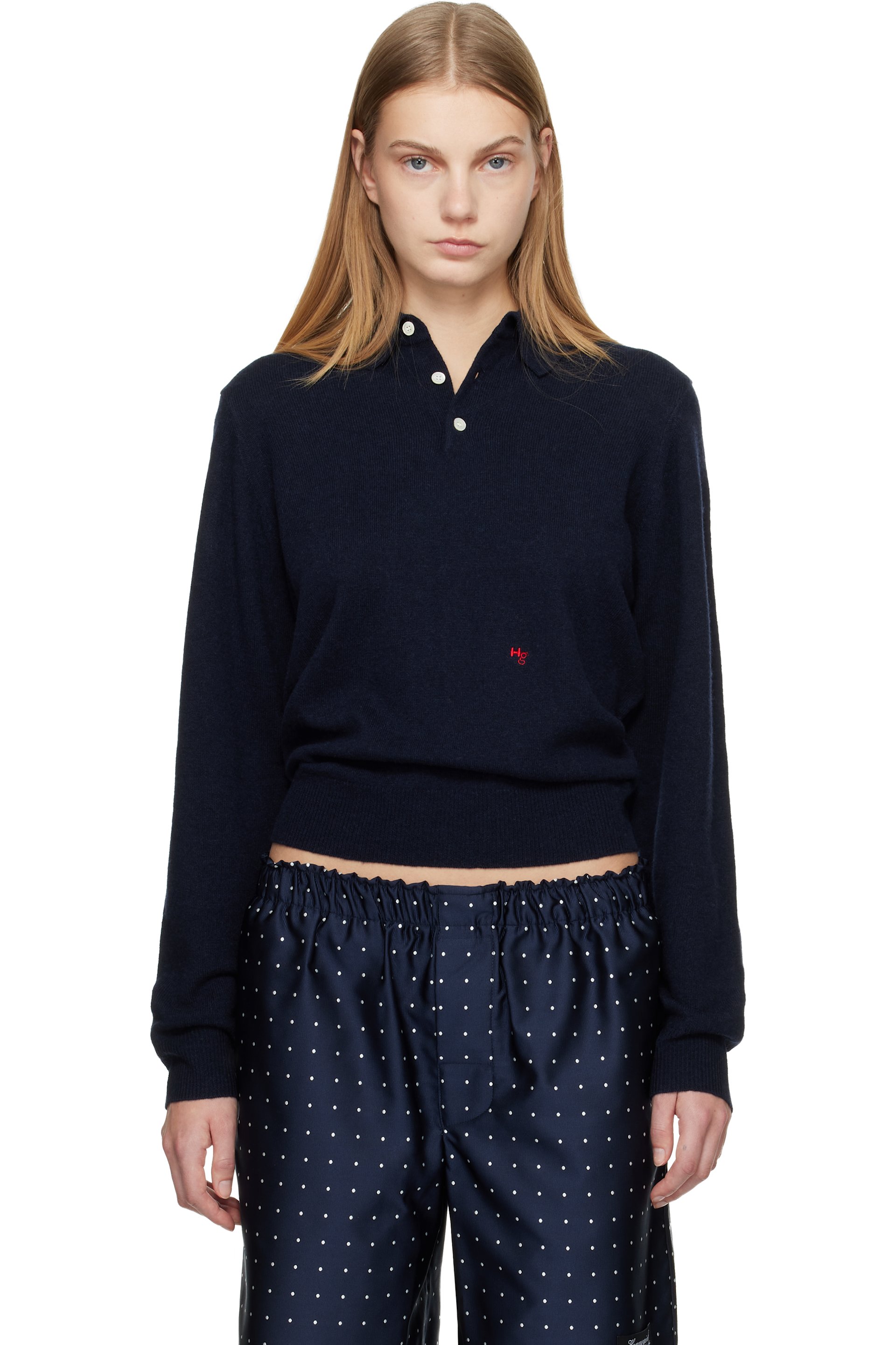 HommeGirls - Polo bleu marine en tricot