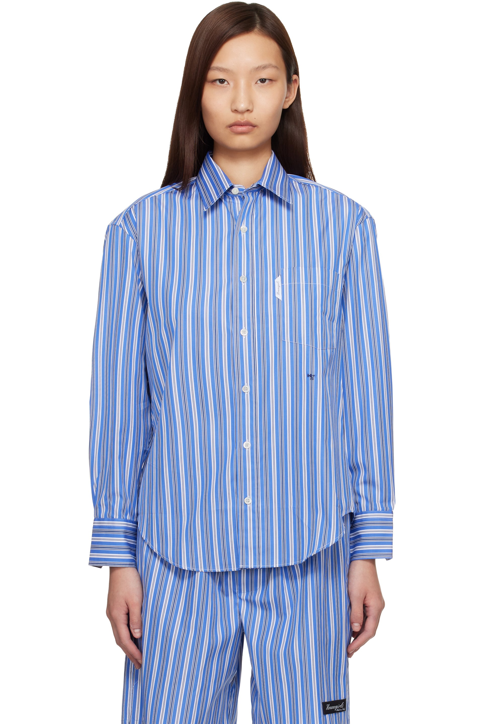HommeGirls - Chemise bleue en toile oxford