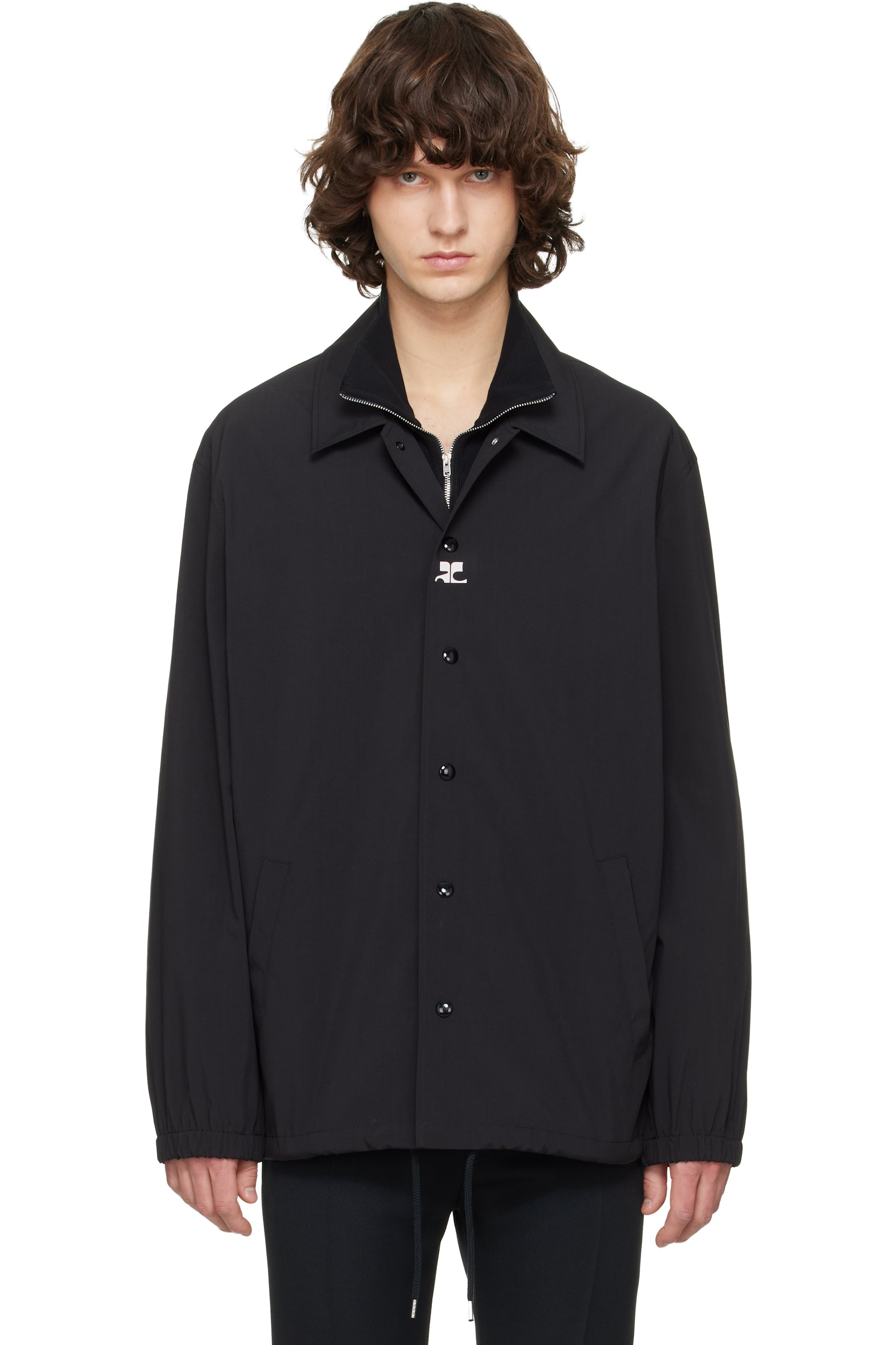 Courrèges - Black Printed Coach Jacket