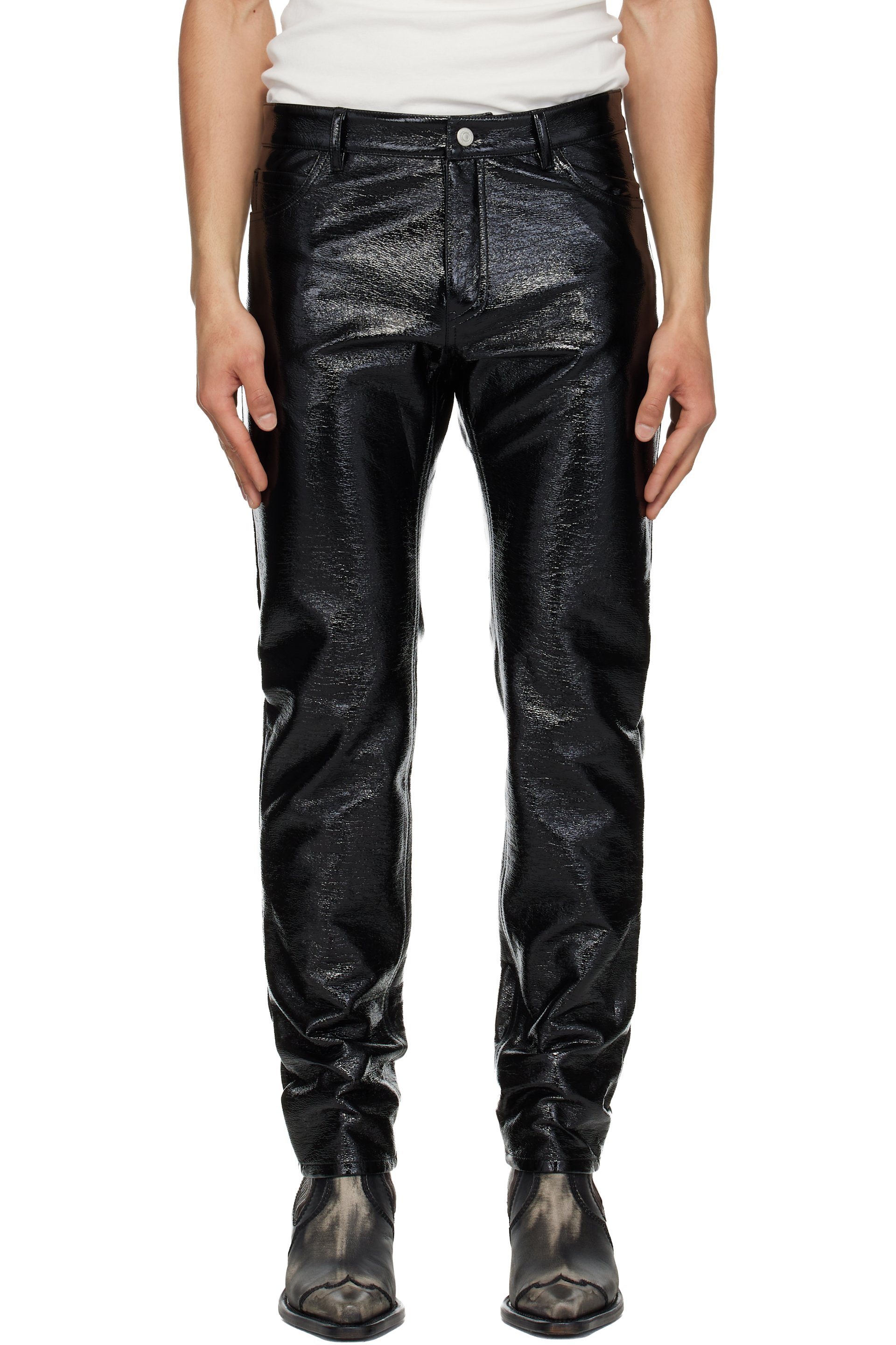 Courrèges - Black 5-Pocket Vinyl Reedition Trousers