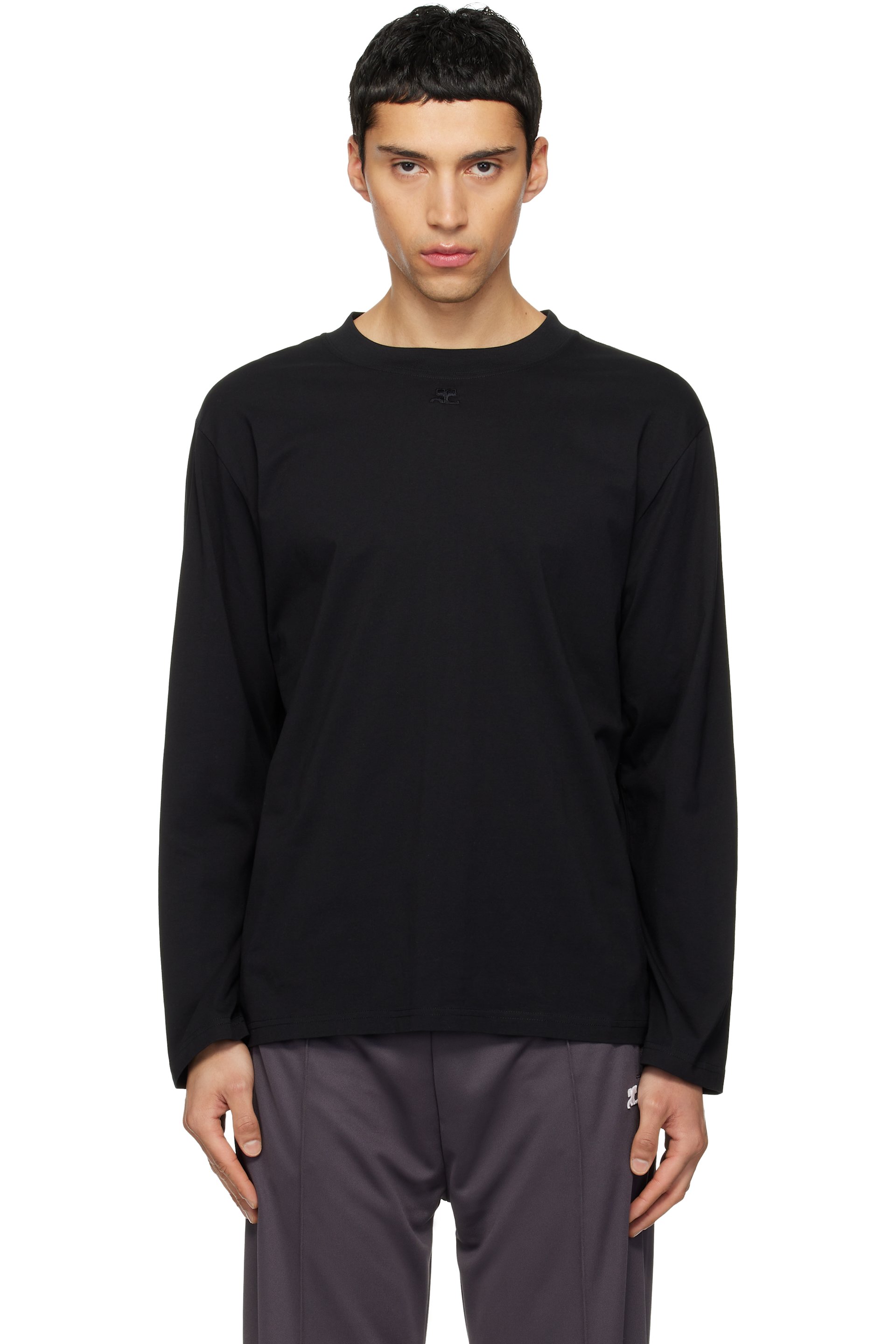 Courrèges - Black Twisted Logo Long Sleeved T-shirt