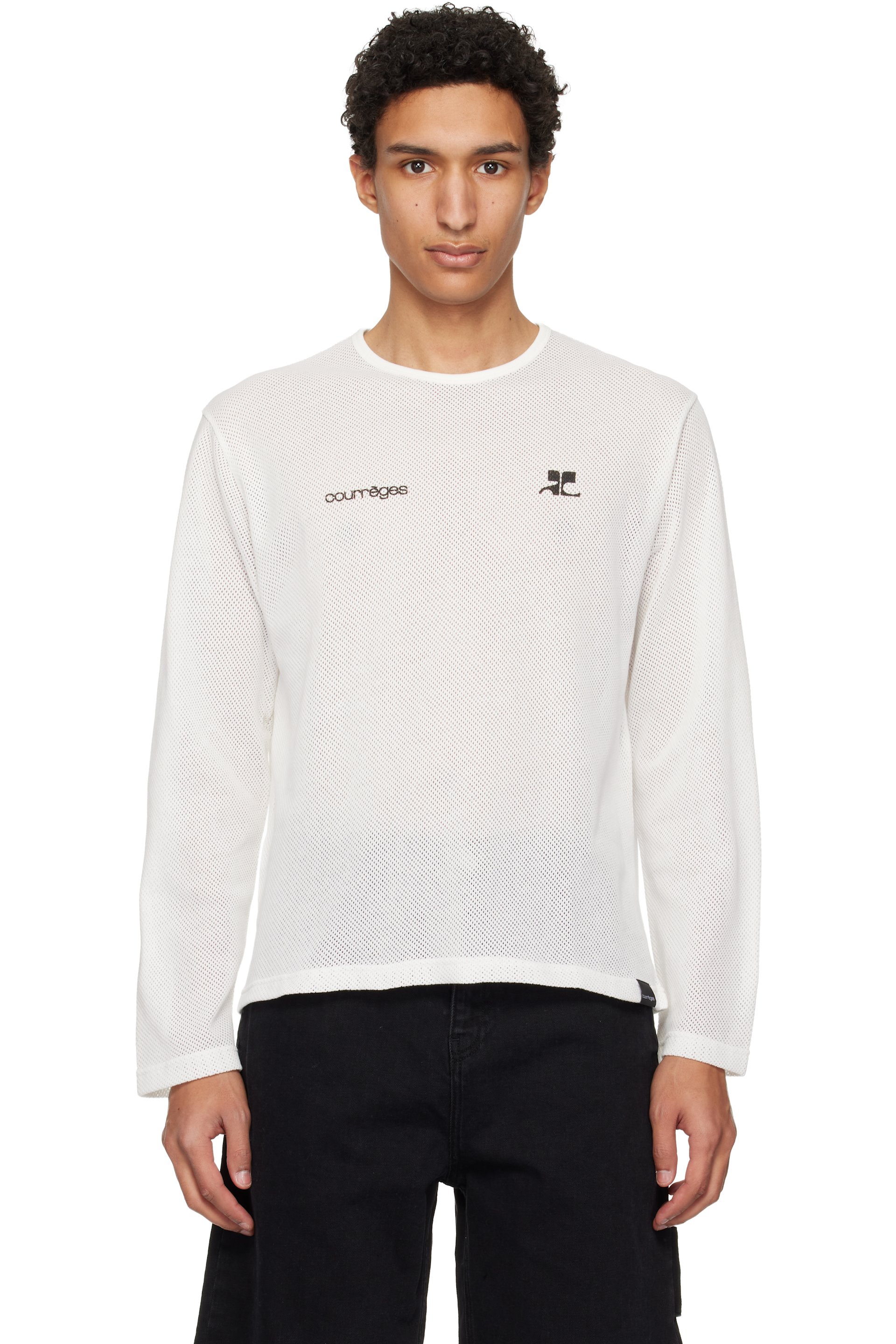 Courrèges - White Printed Mesh T-shirt