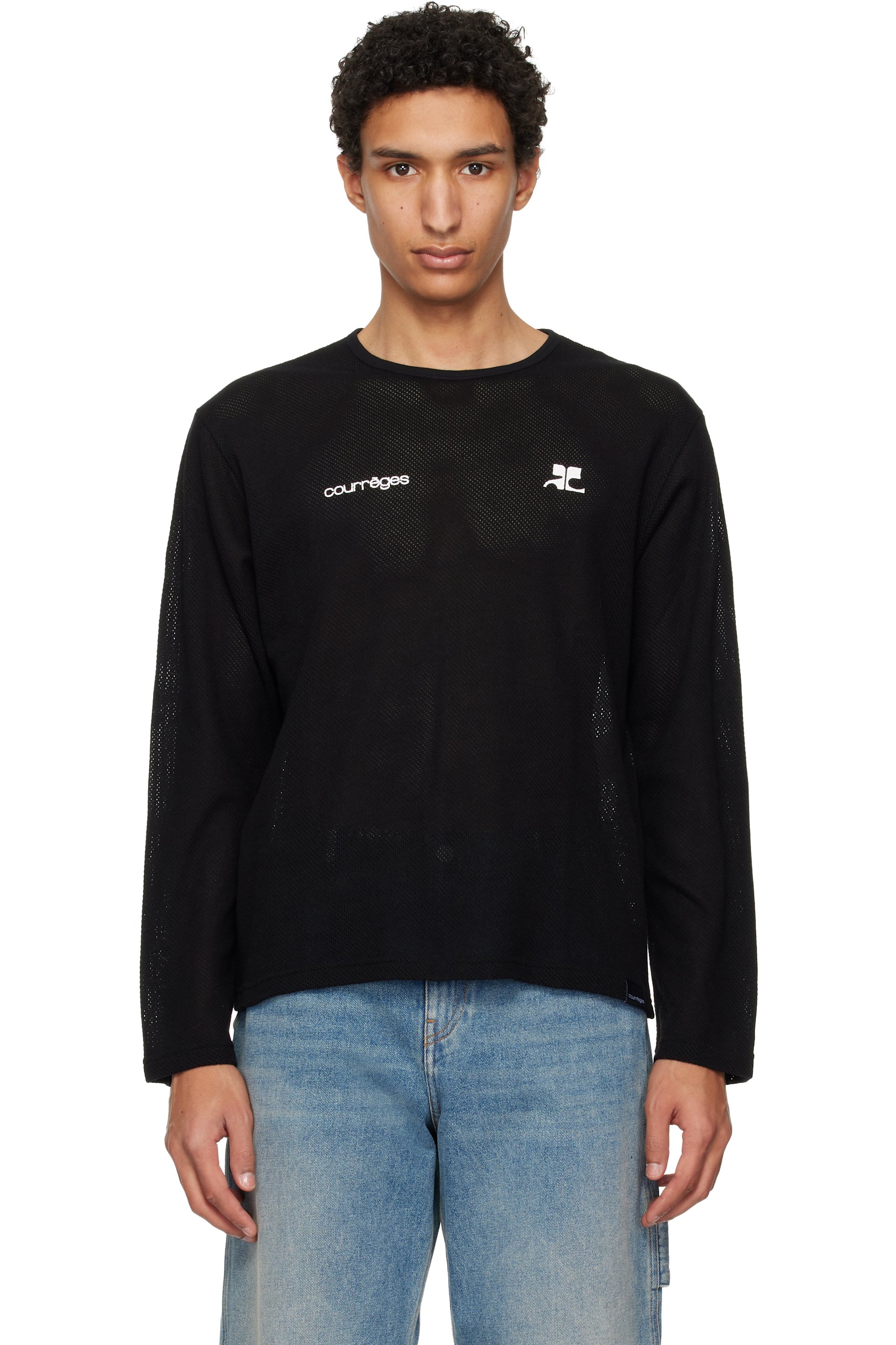 Courrèges - Black Printed Mesh T-shirt