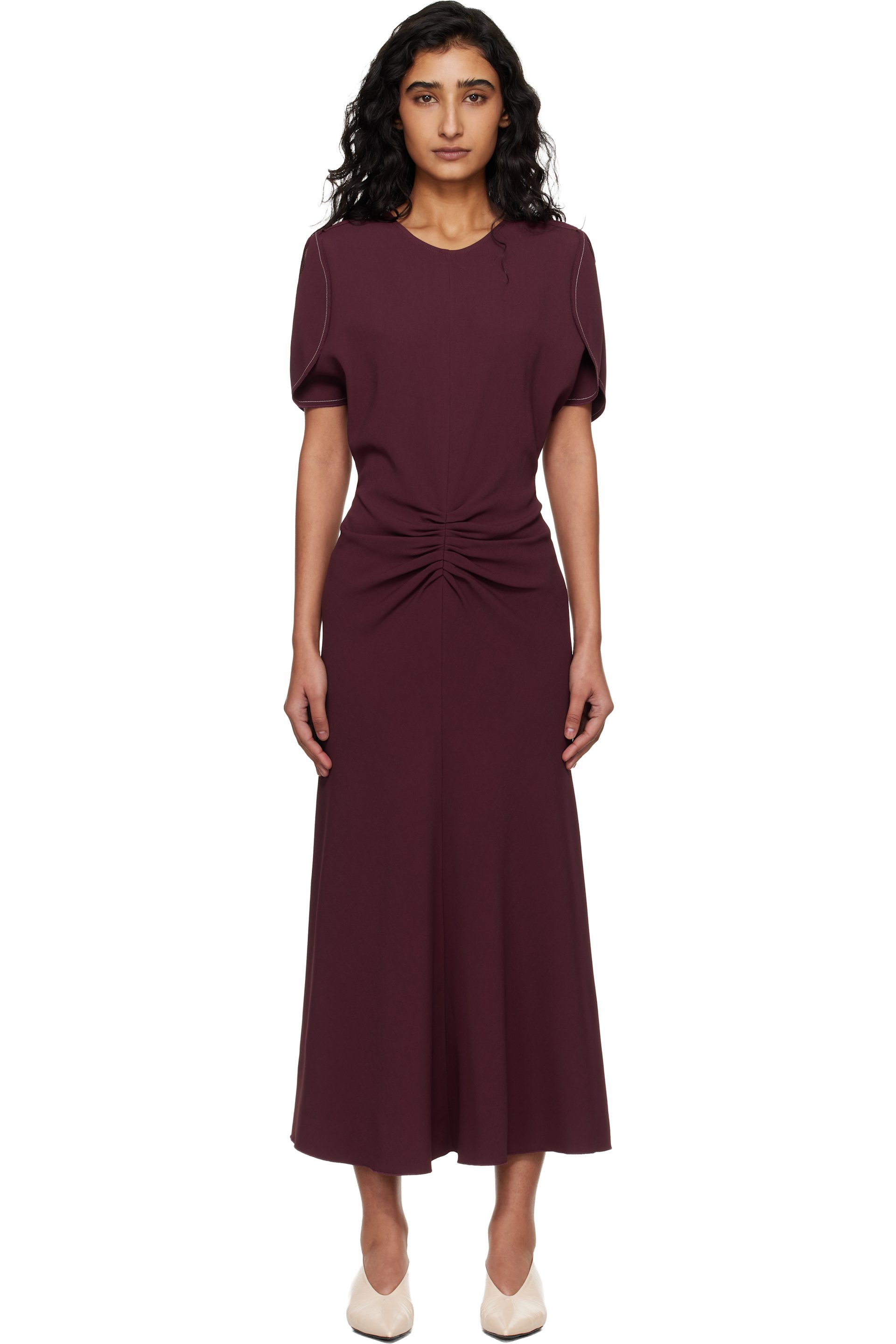 Victoria Beckham - Robe midi Bela bourgogne