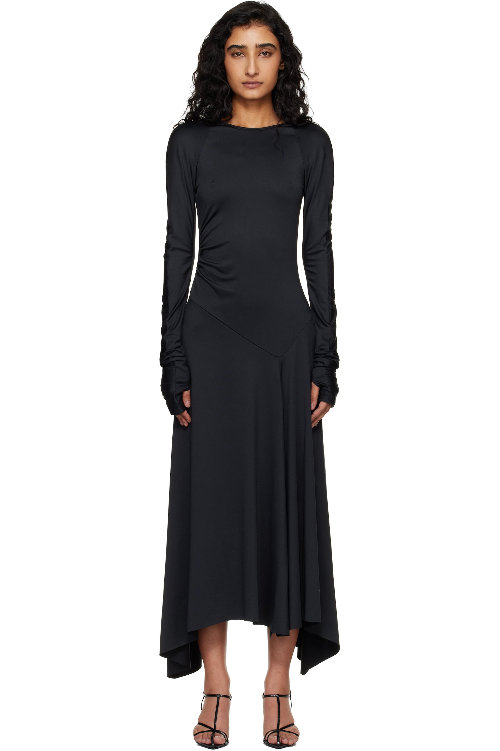 Victoria Beckham - Robe midi à manches longues noire