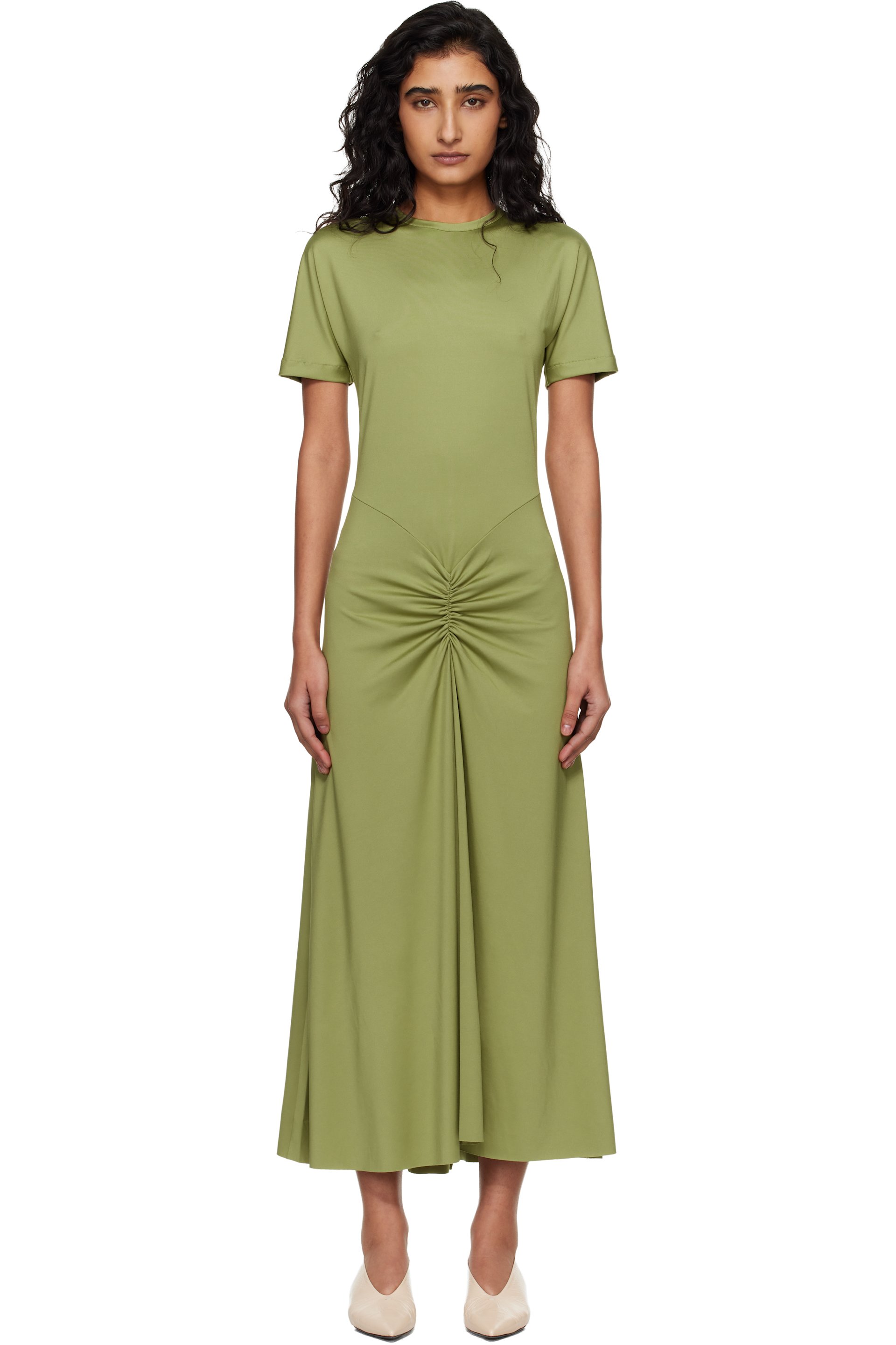 olive green t shirt dress VICTORIA BECKHAM GREEN MINI DRESS main image 1