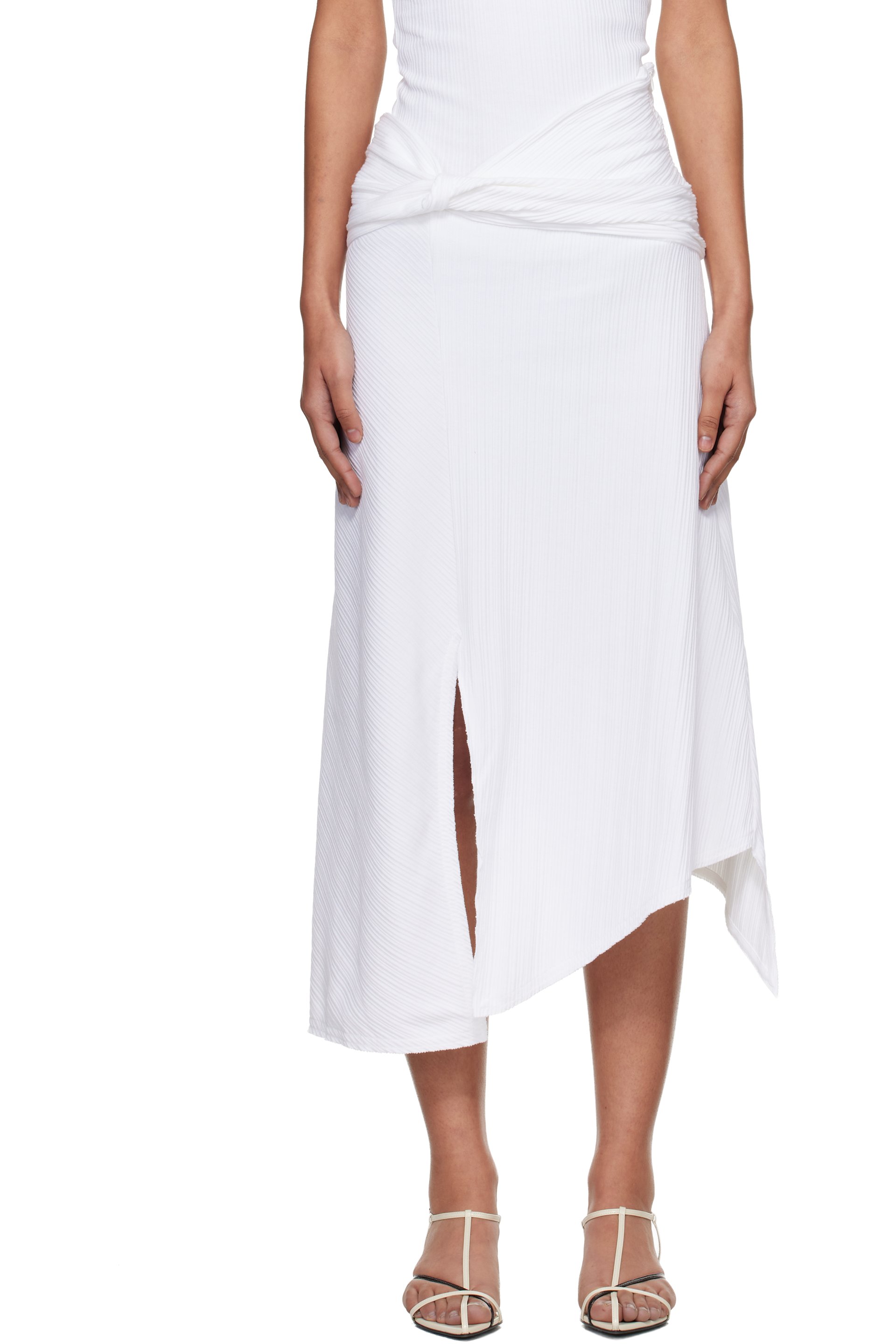 Victoria Beckham - Jupe midi blanche à ornement torsadé