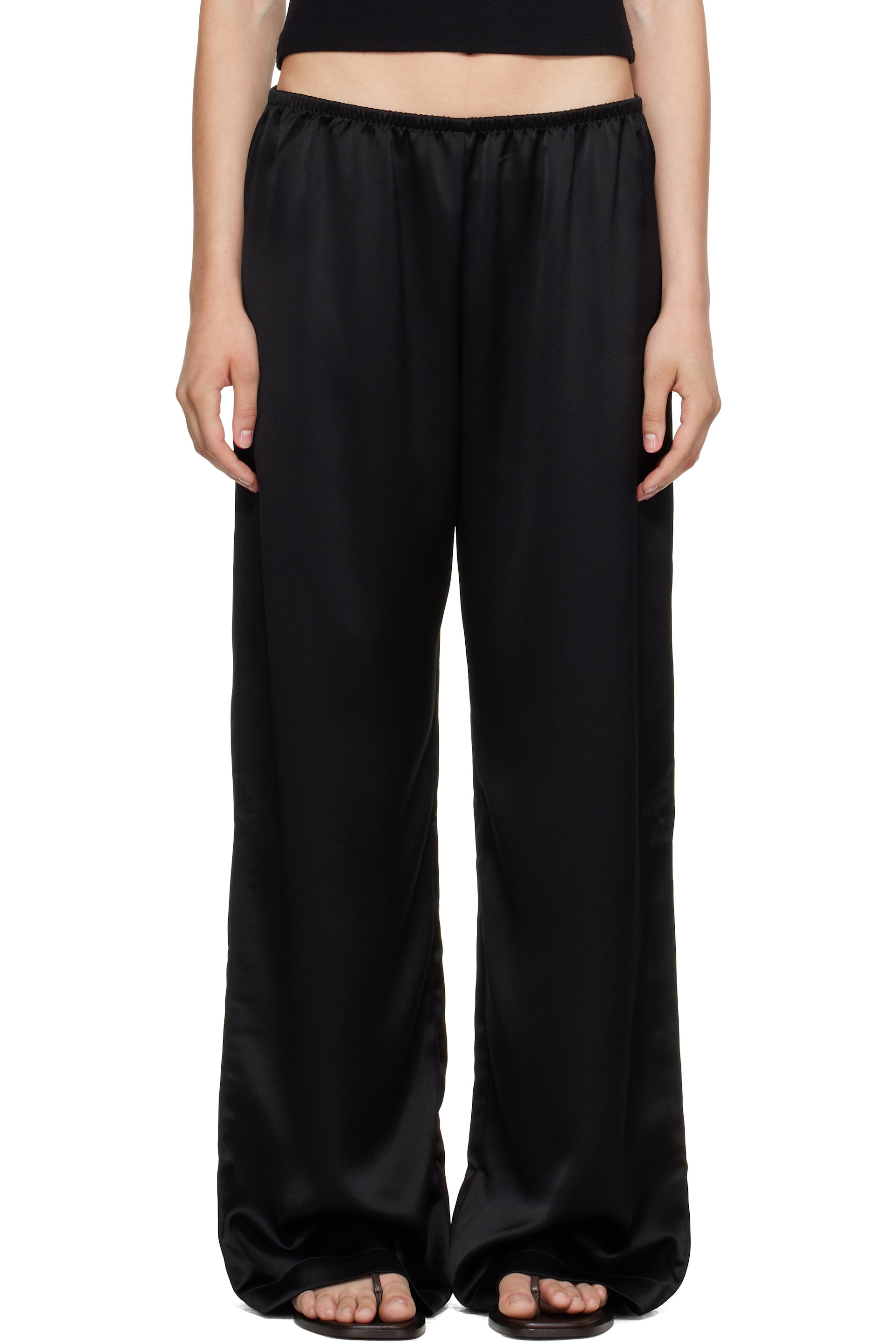 LESET - Black Barb Wide Leg Lounge Pants