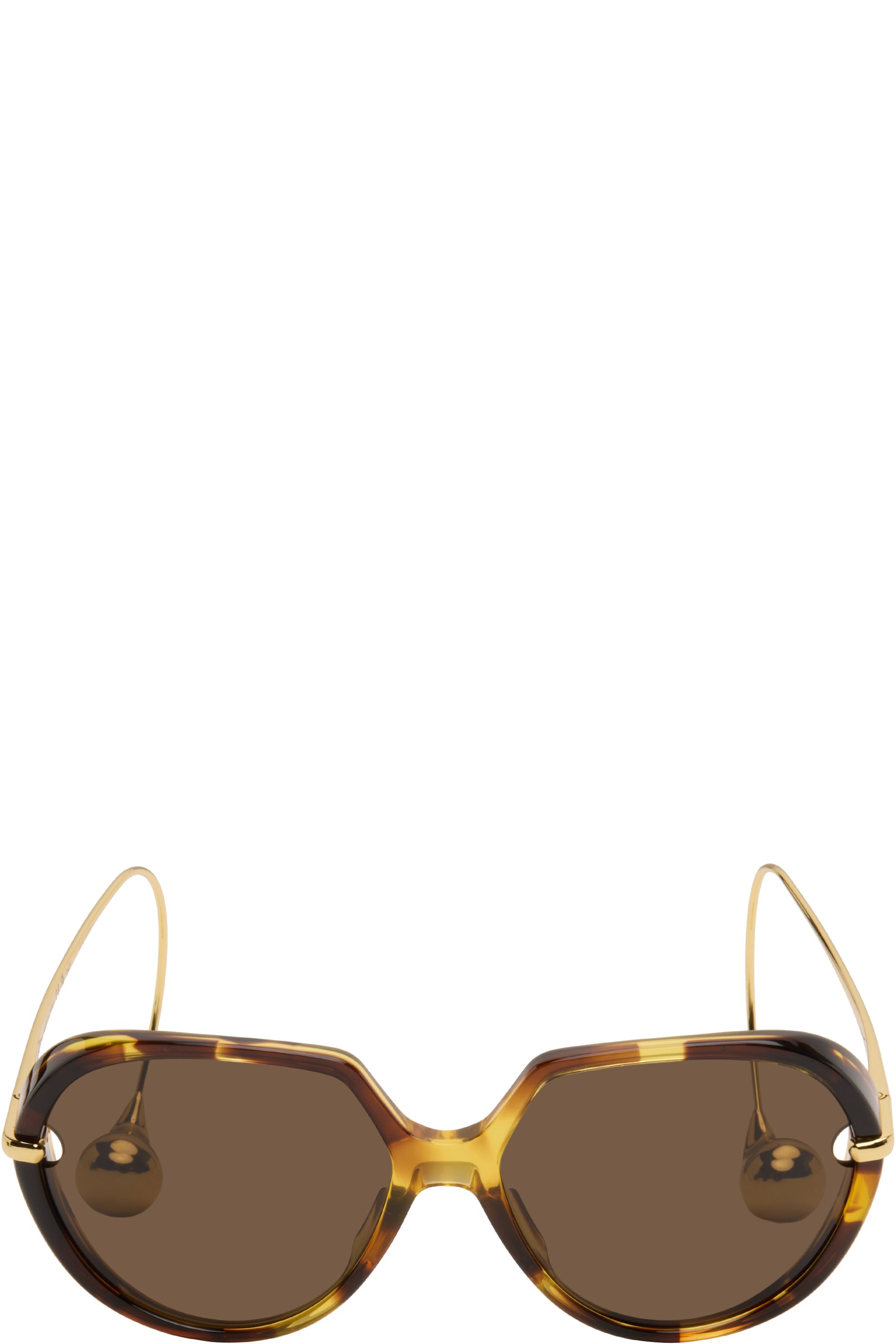 Bottega Veneta - Lunettes de soleil carrées brunes à manchons en forme de goutte