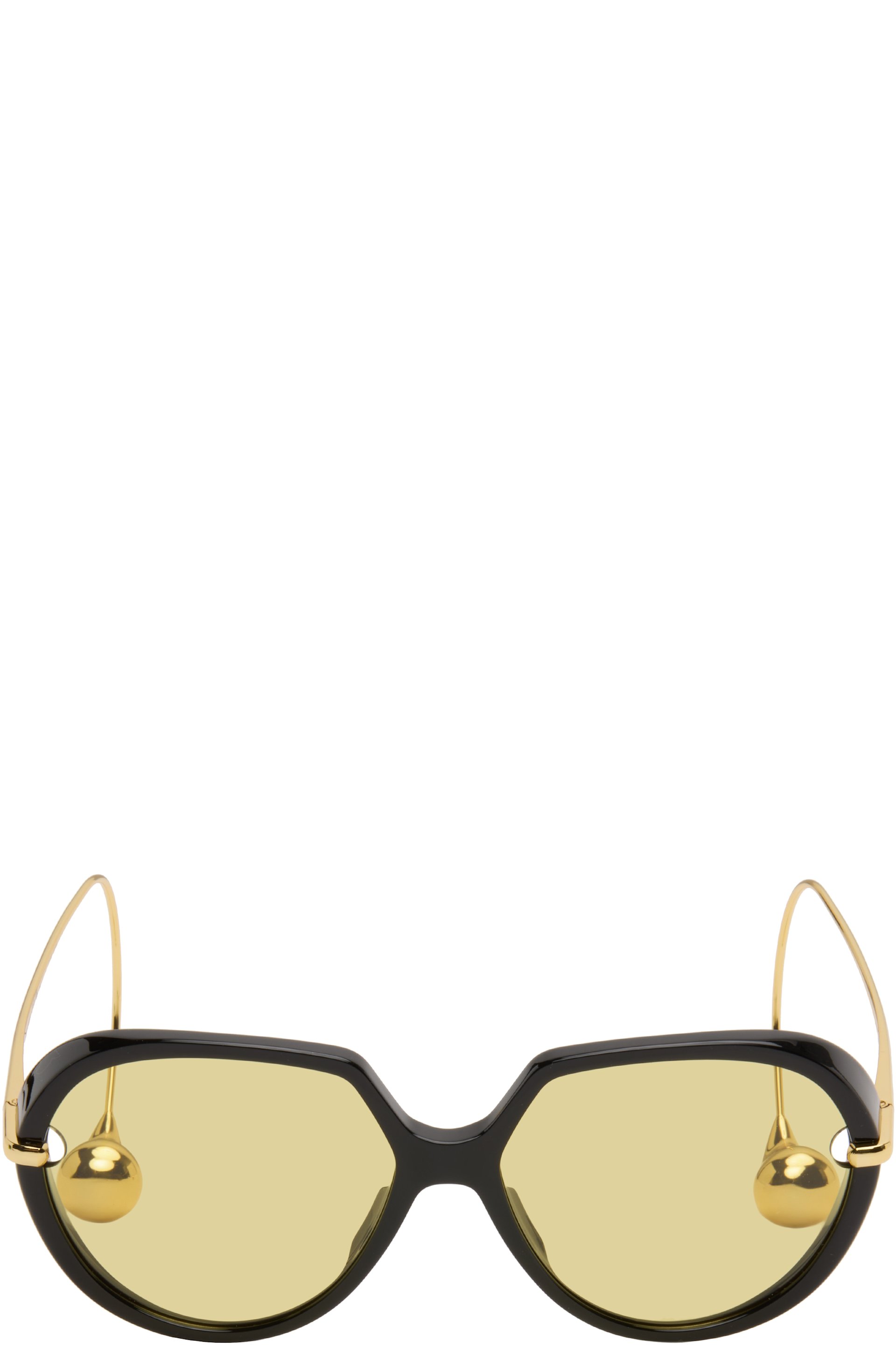 Bottega Veneta - Lunettes de soleil noires à manchons sculpturaux