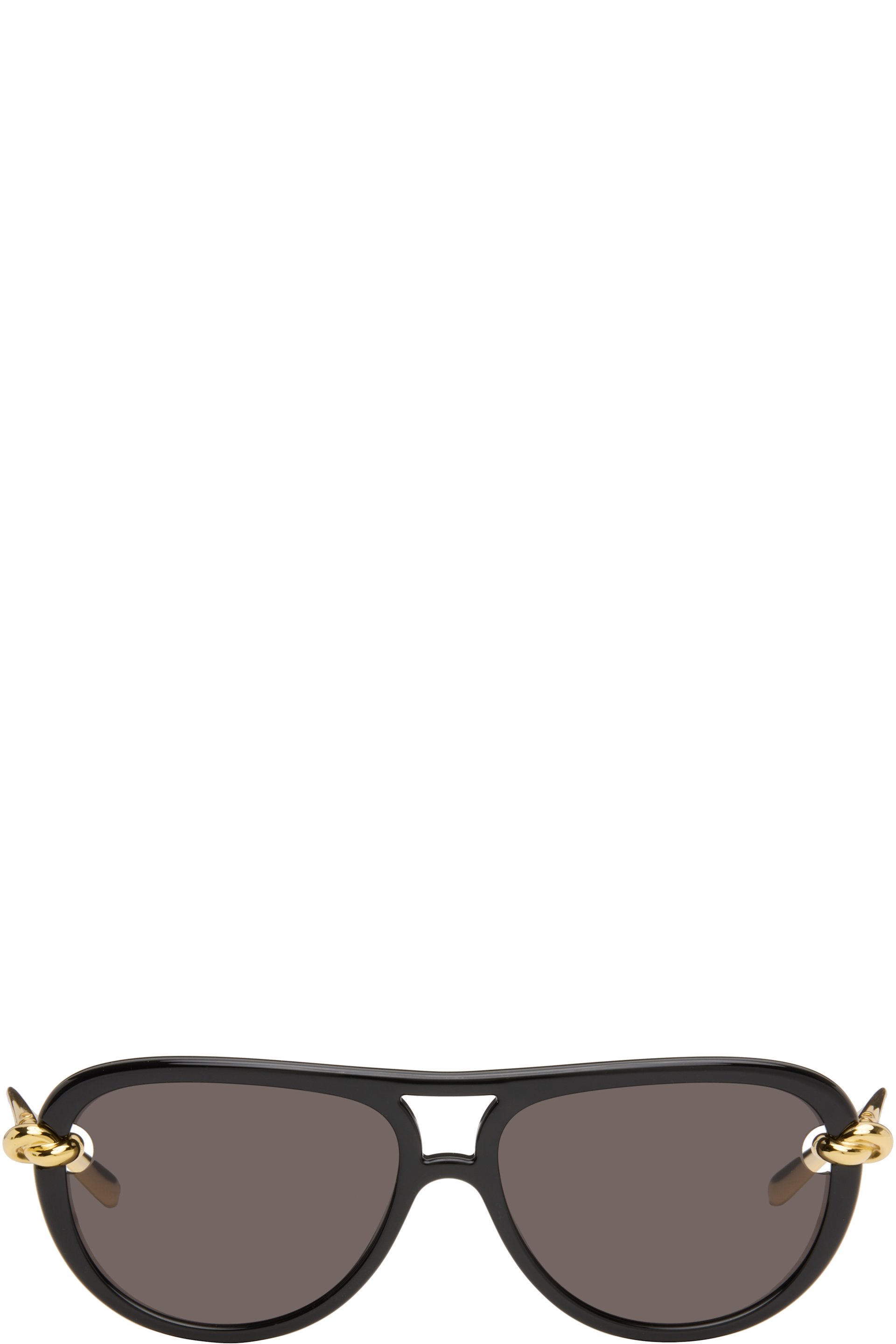 Bottega Veneta - Lunettes de soleil aviateur noires à ferrures de nœud