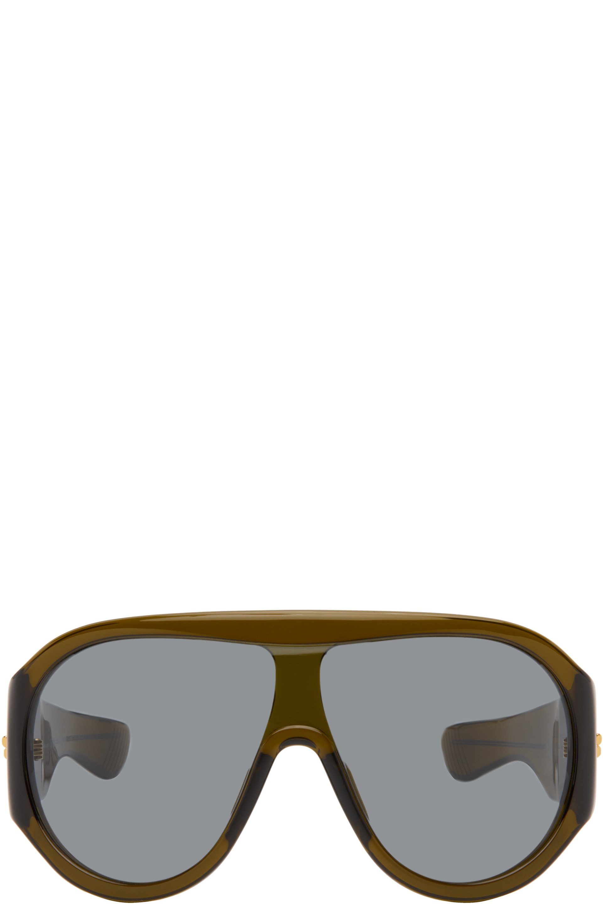 Bottega Veneta - Khaki Scudo Shield Sunglasses