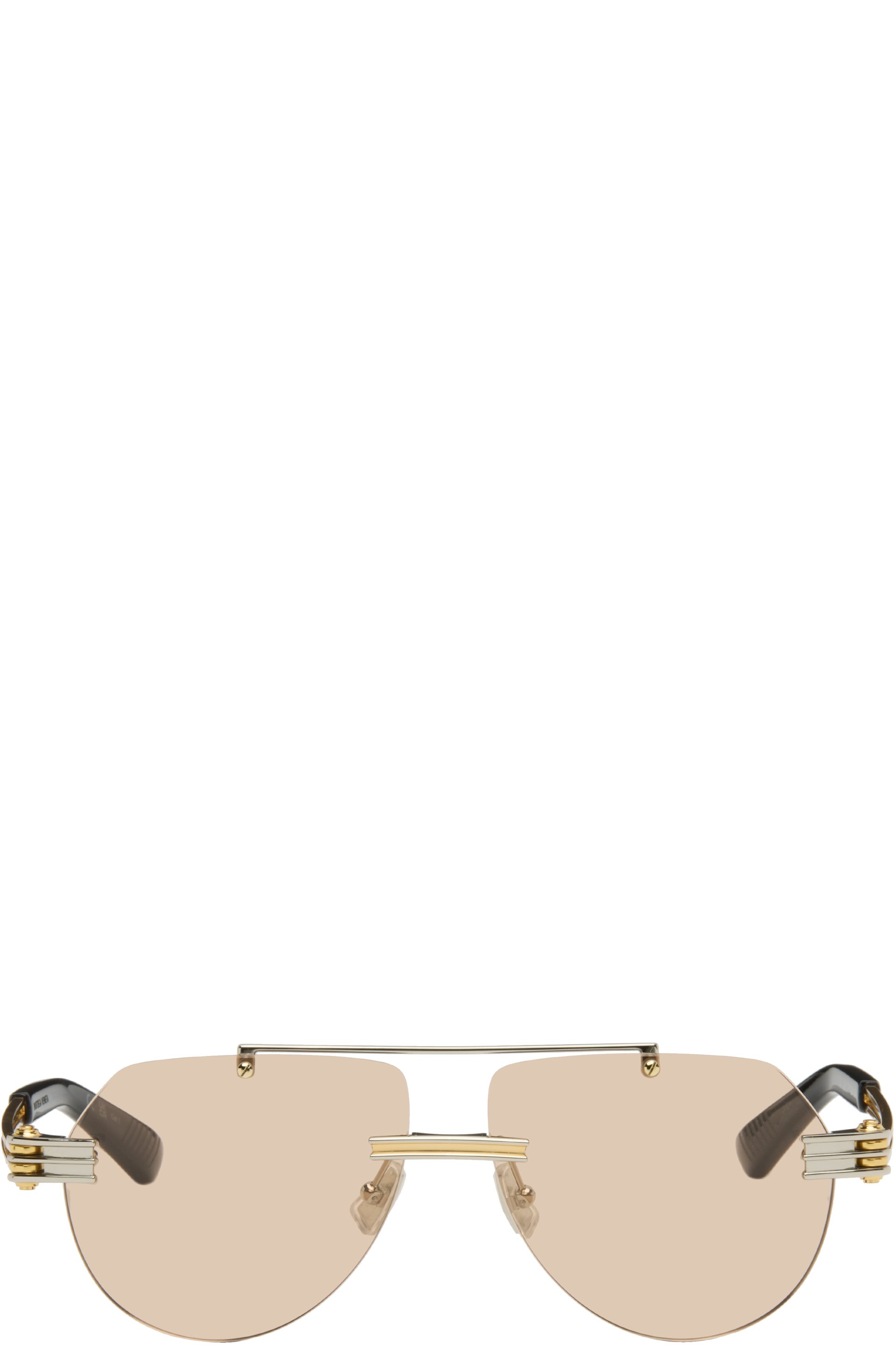 Bottega Veneta - Lunettes de soleil navigateur dorées en métal