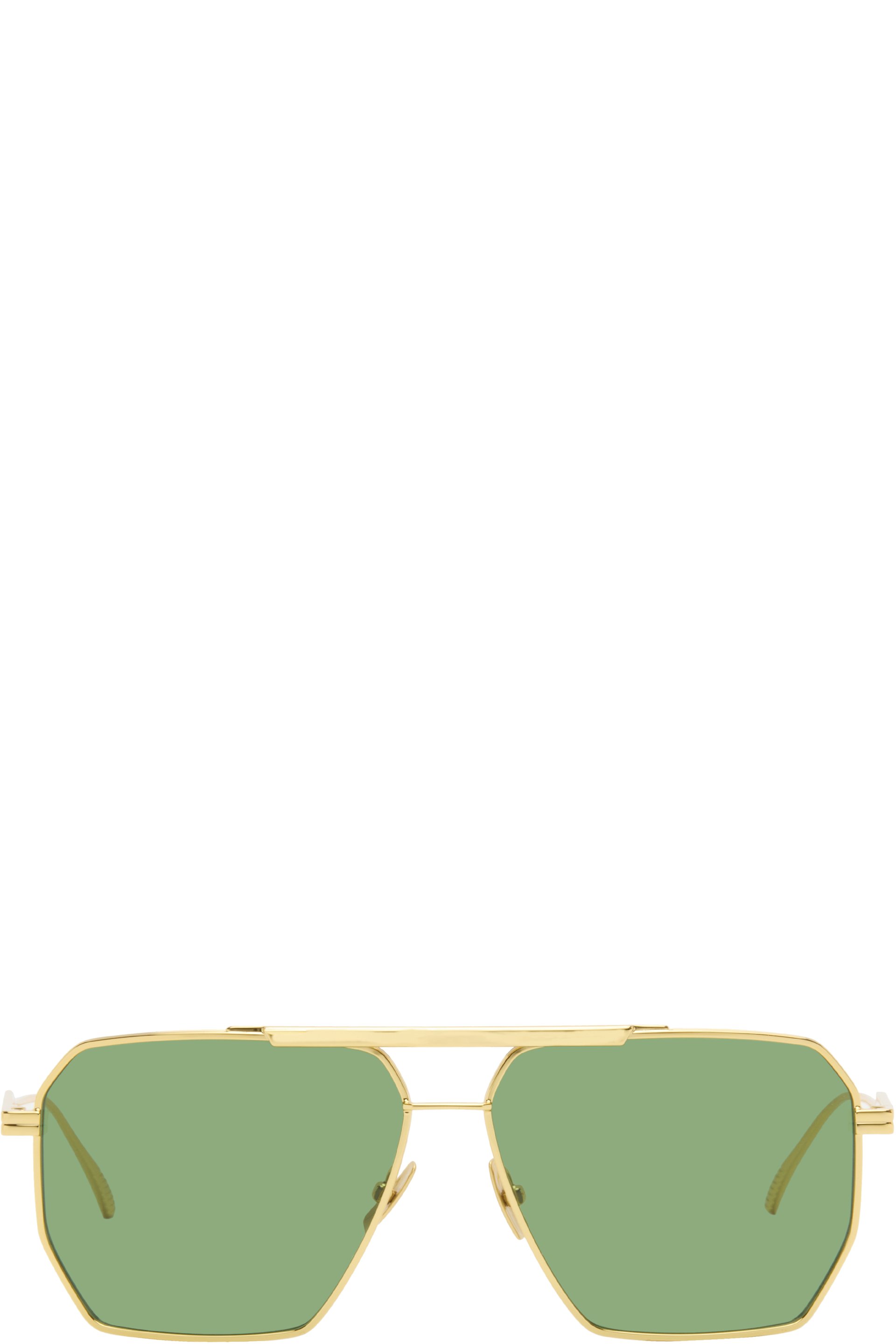 Bottega Veneta - Lunettes de soleil aviateur dorées
