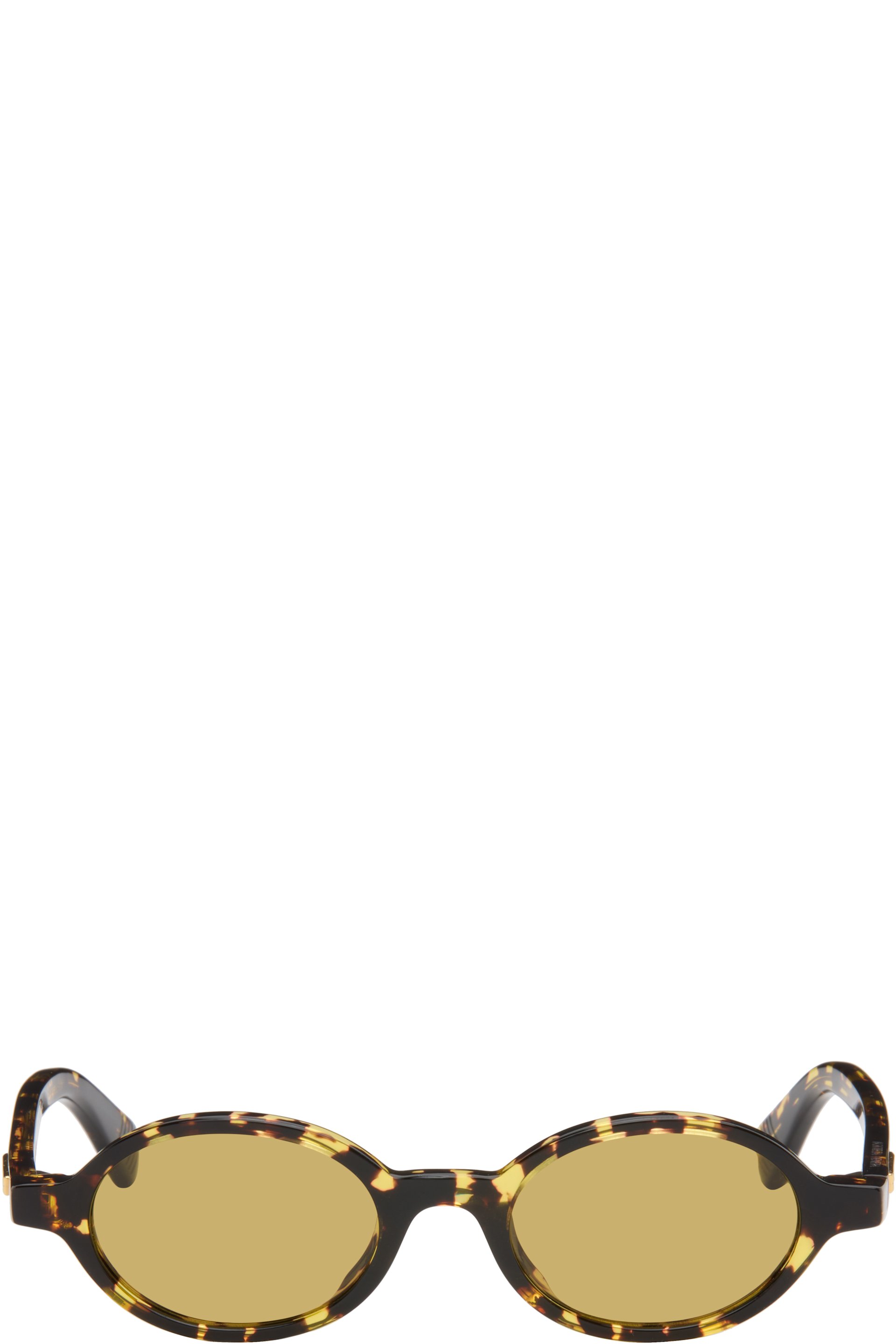 Bottega Veneta - Black & Yellow Classic Oval Sunglasses