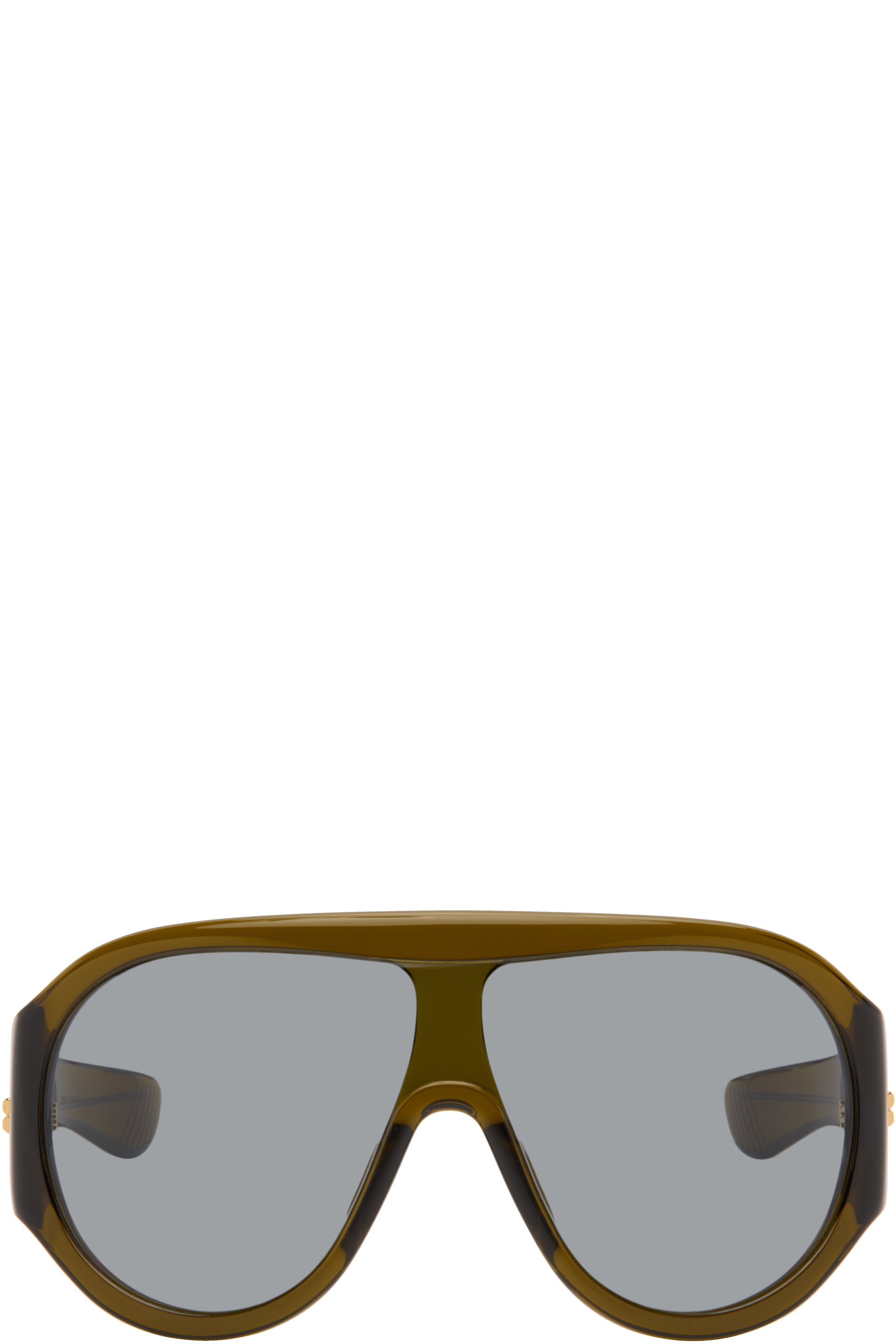 Bottega Veneta - Khaki Scudo Shield Sunglasses