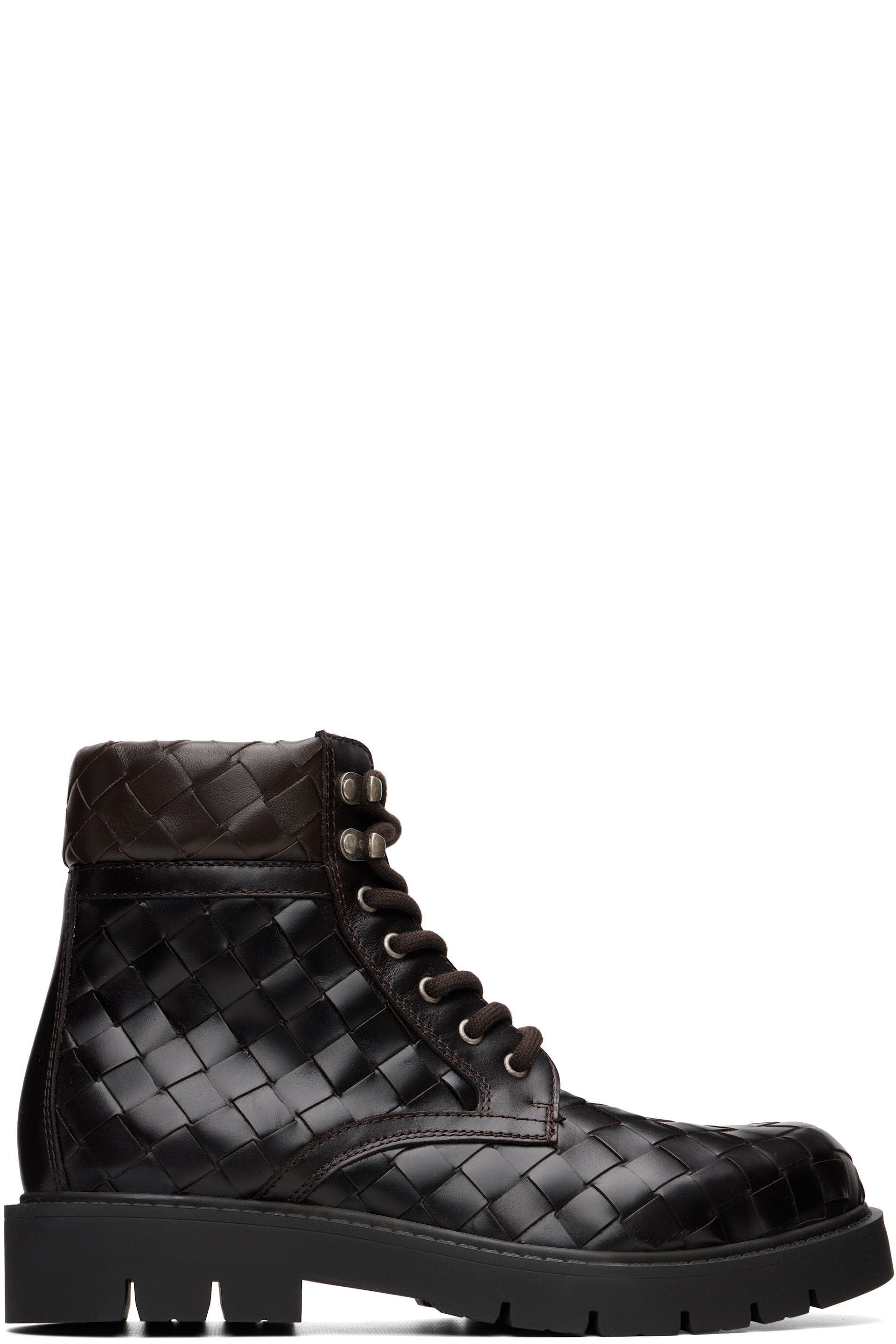 Bottega Veneta - Brown Haddock Lace-Up Ankle Boots