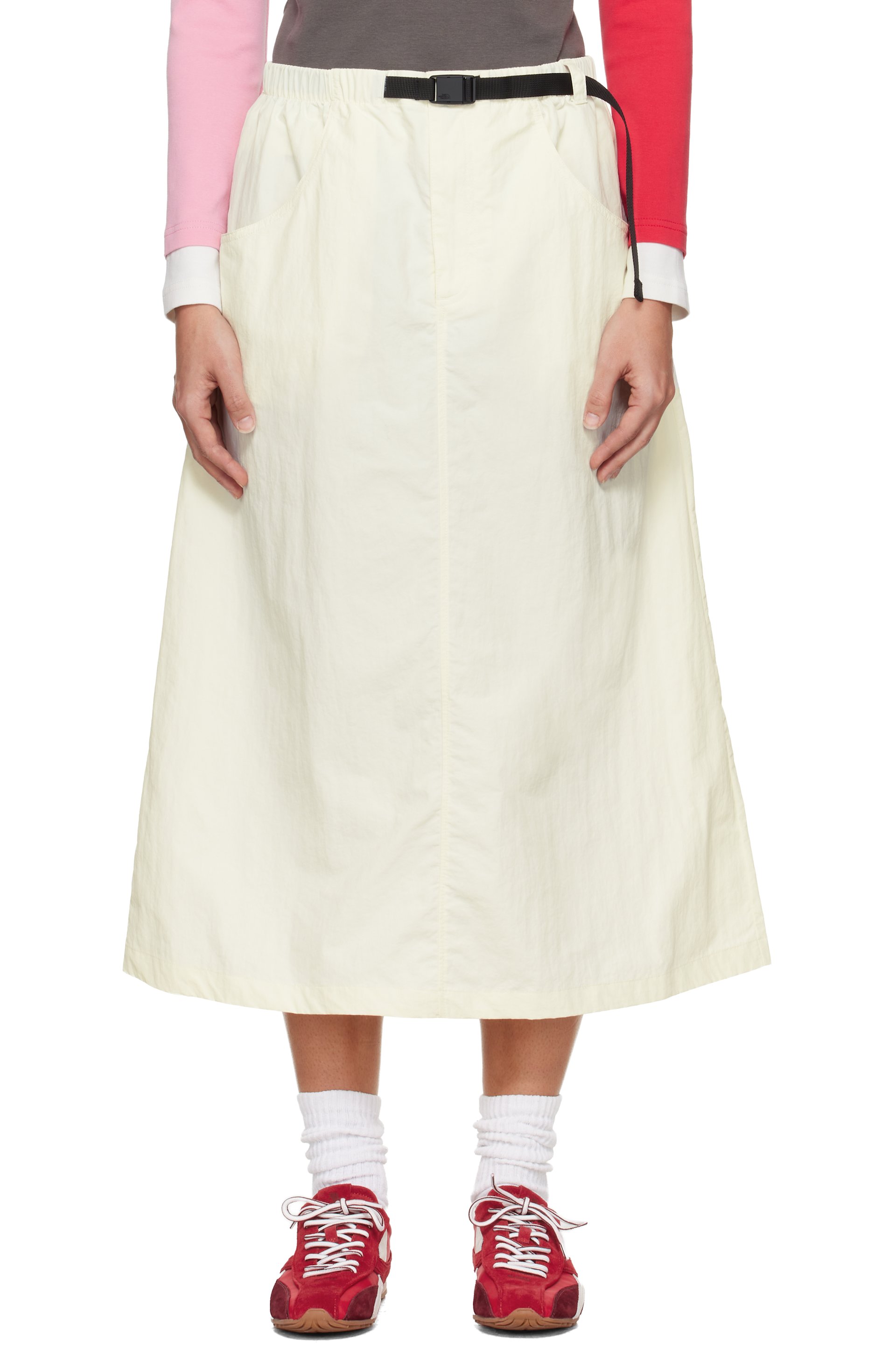 The North Face - Off-White TNF Red Box Nylon Belted Midi Skirt