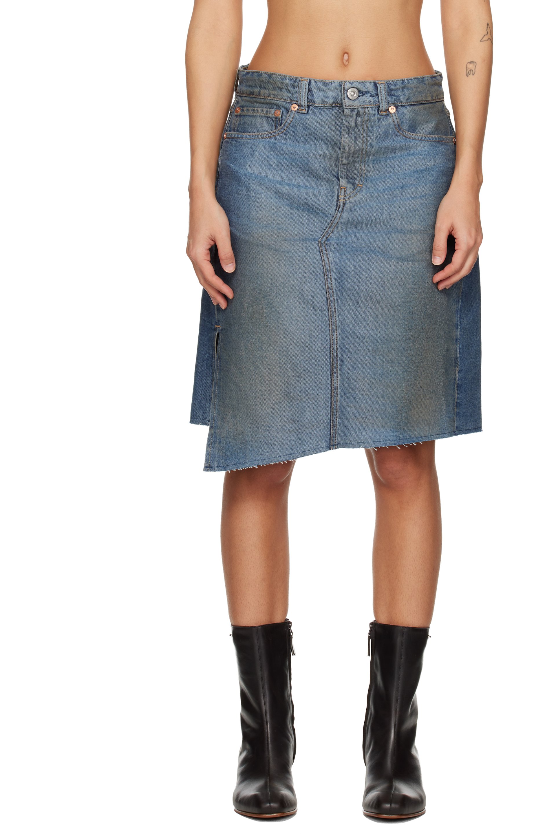 OUR LEGACY - Jupe midi Craft bleue en denim