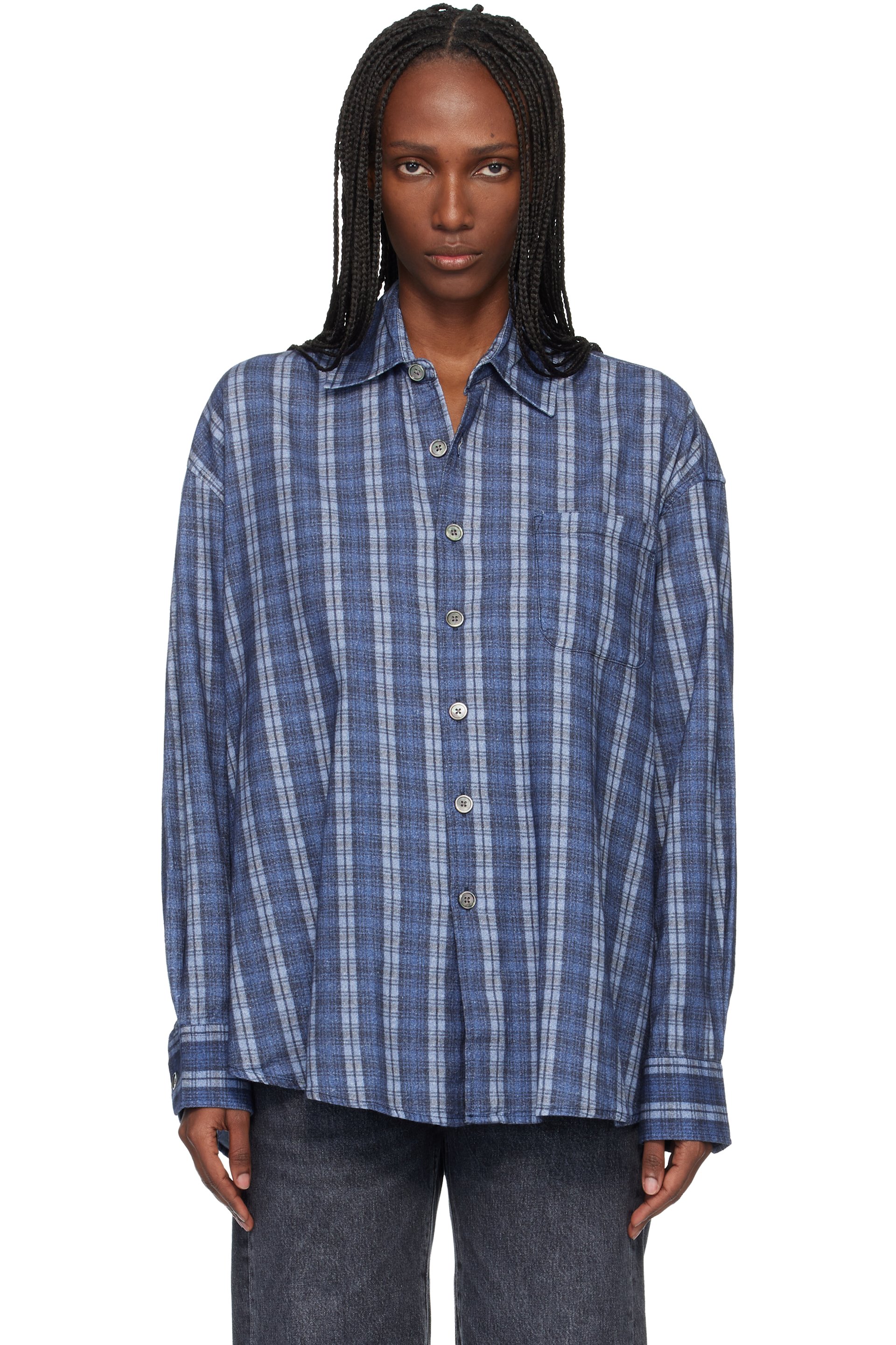 OUR LEGACY - Chemise Borrowed bleu marine
