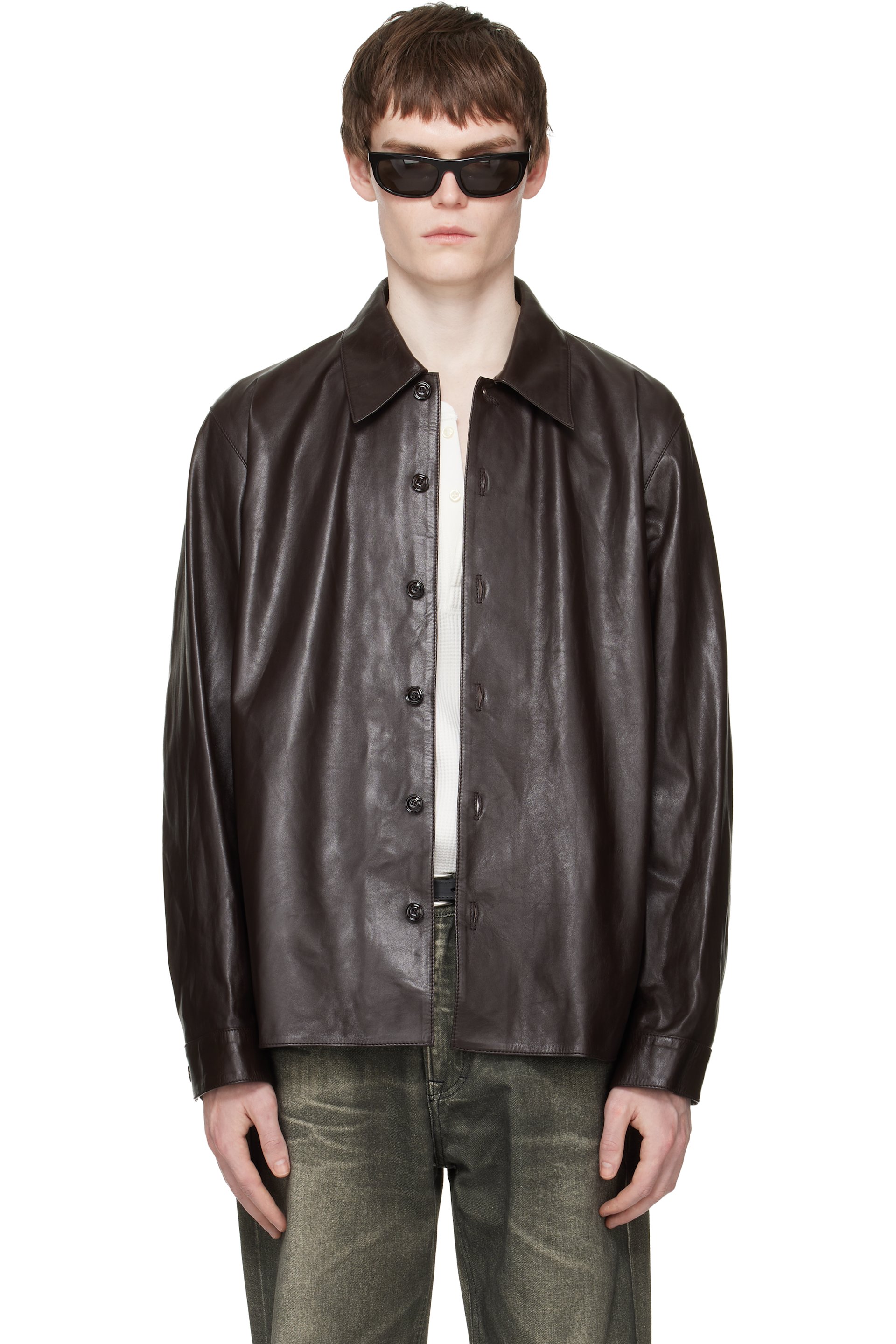 OUR LEGACY - Chemise Welding brune en cuir