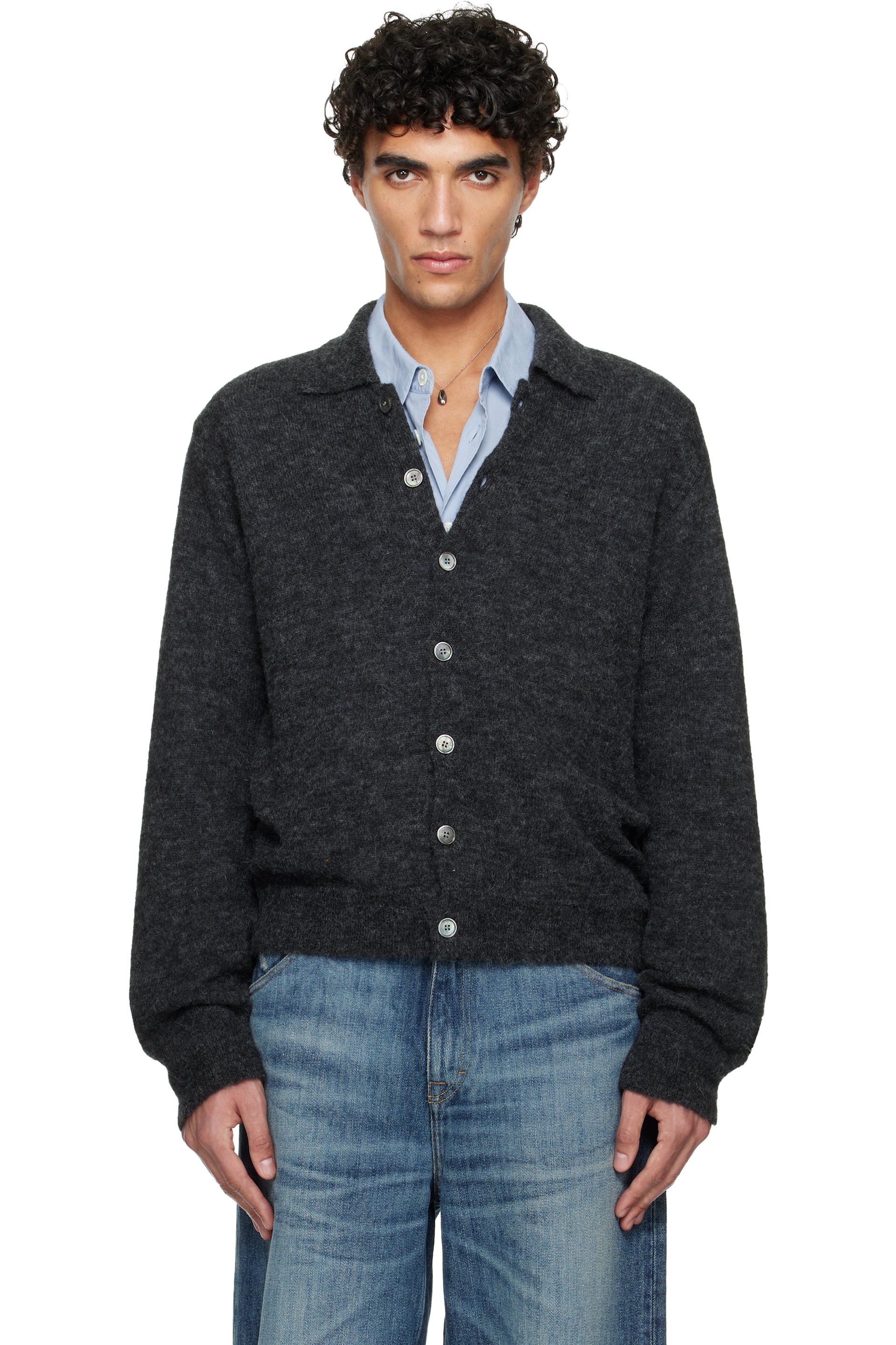 OUR LEGACY: Gray Evening Polo Cardigan | SSENSE