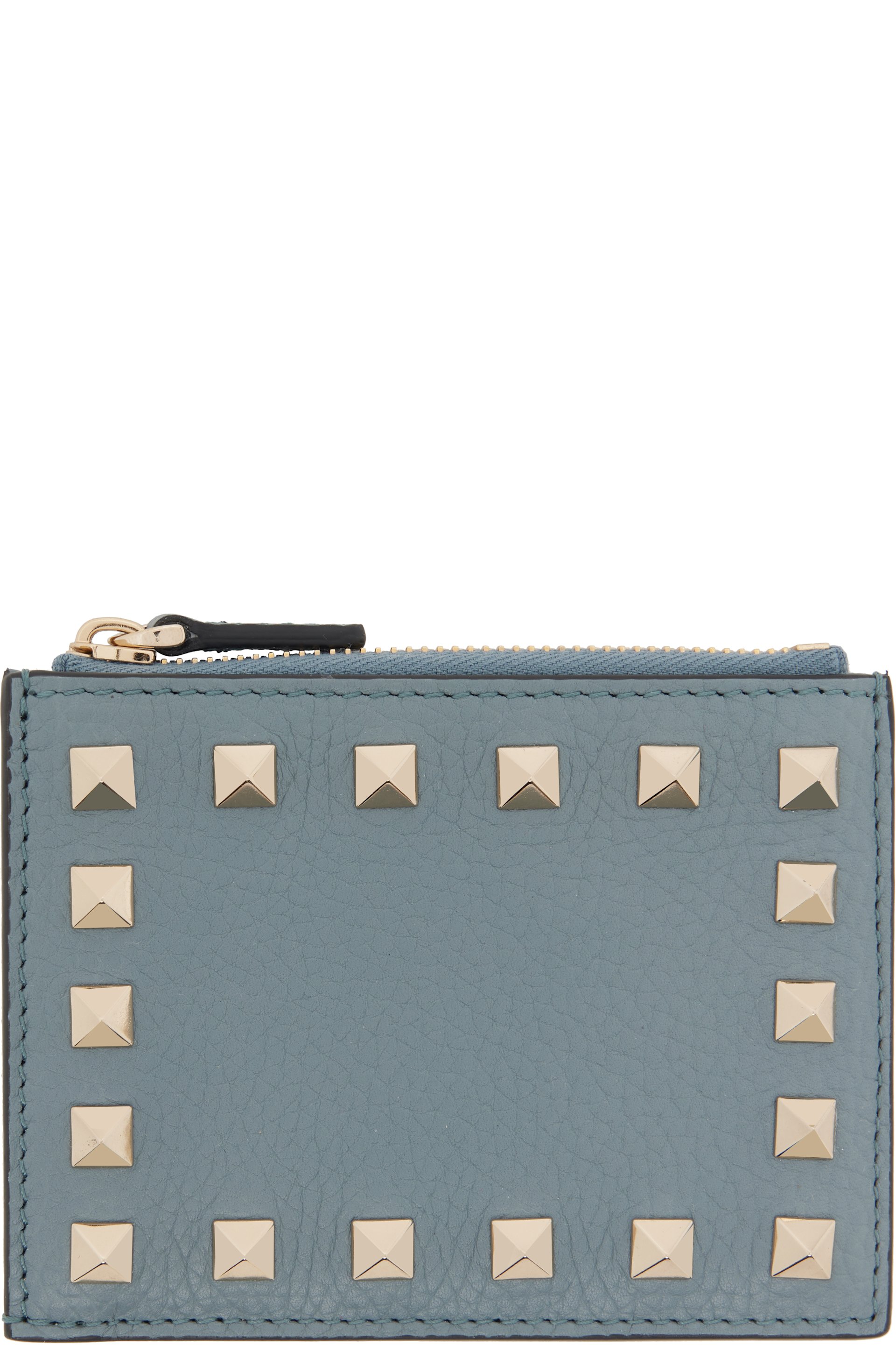 Valentino Garavani - Gray Rockstud Grainy Calfskin Card Holder