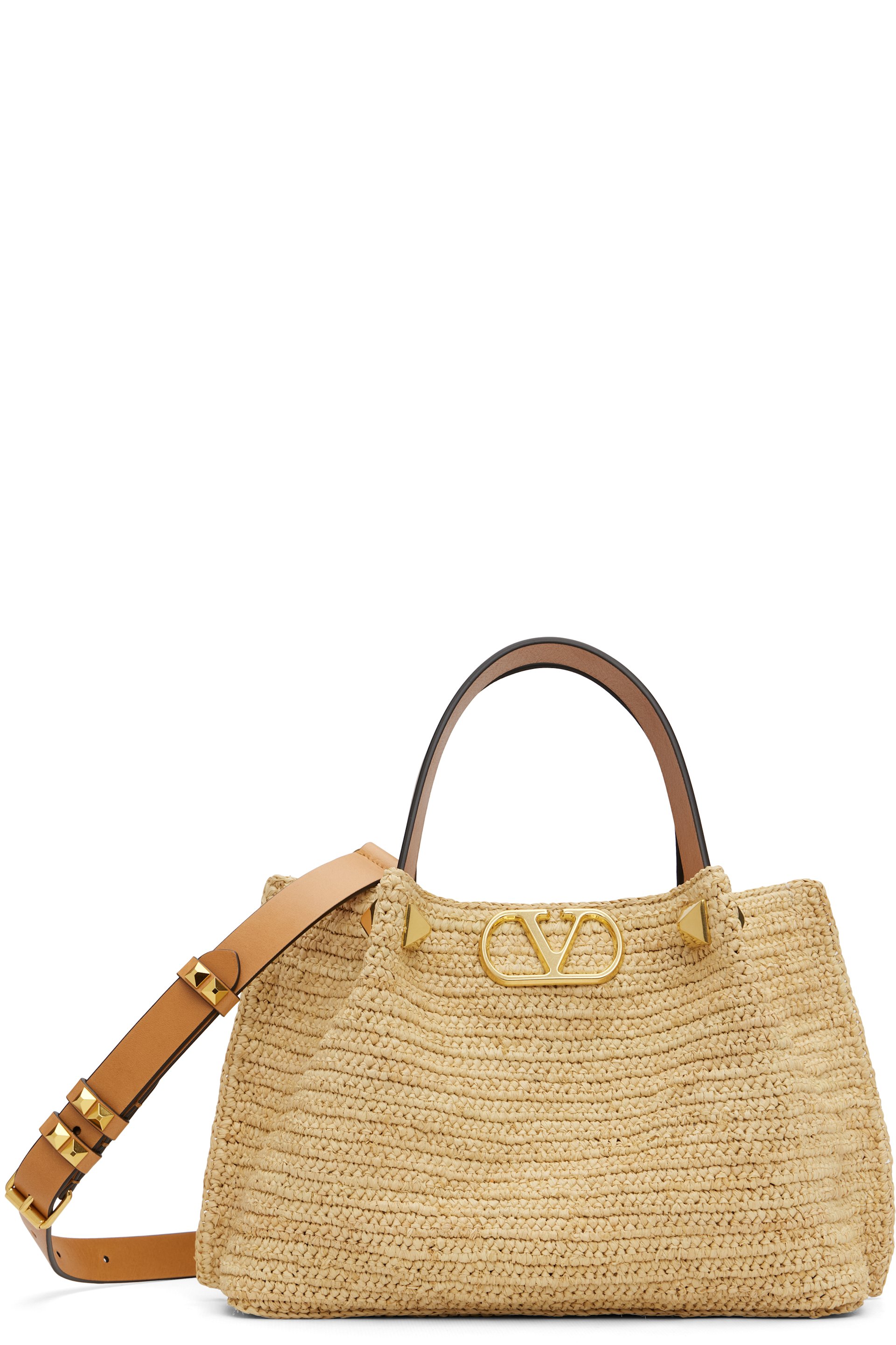 Valentino Garavani - Petit sac beige en raphia