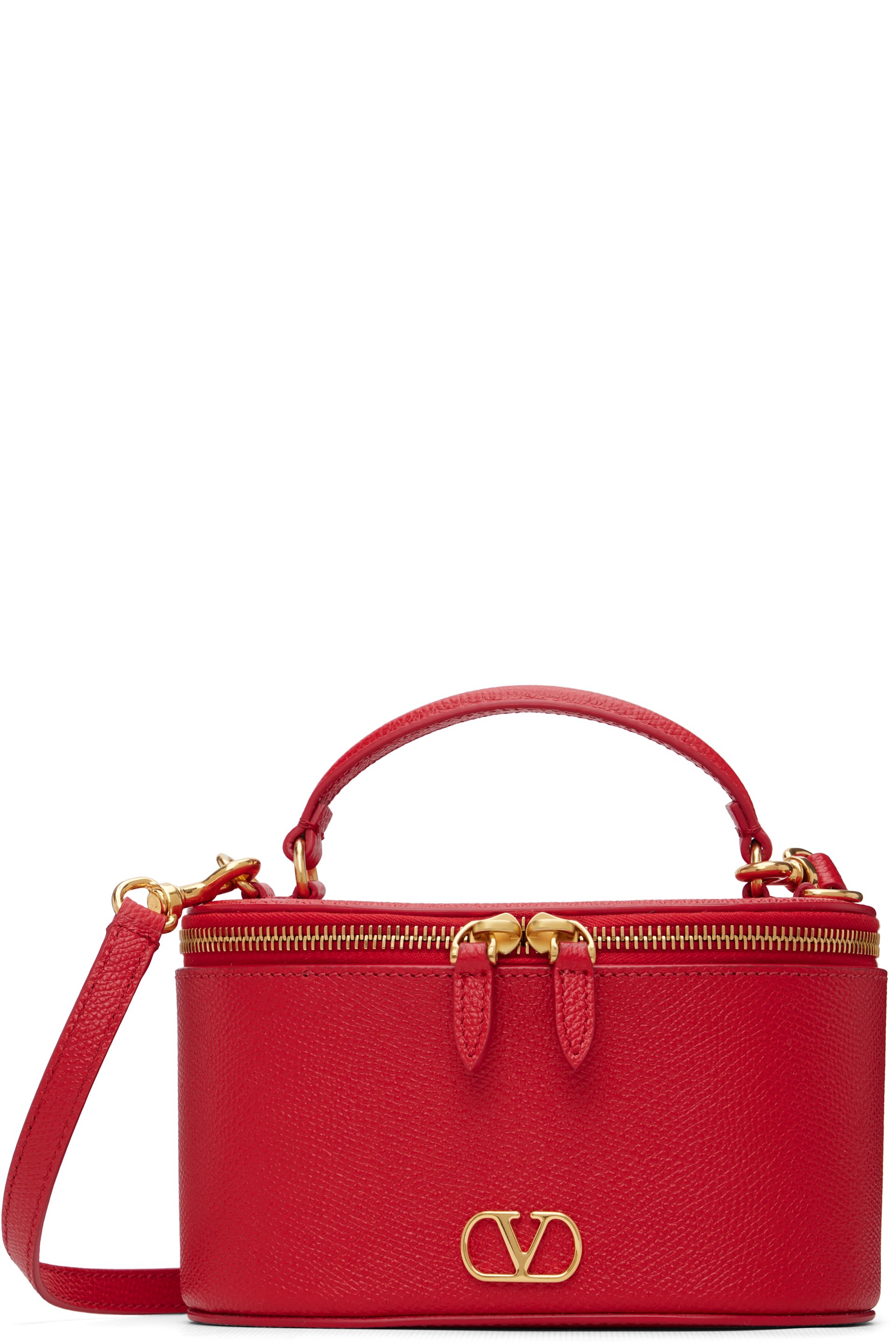 Valentino Garavani - Mini mallette de toilette rouge à logo en V