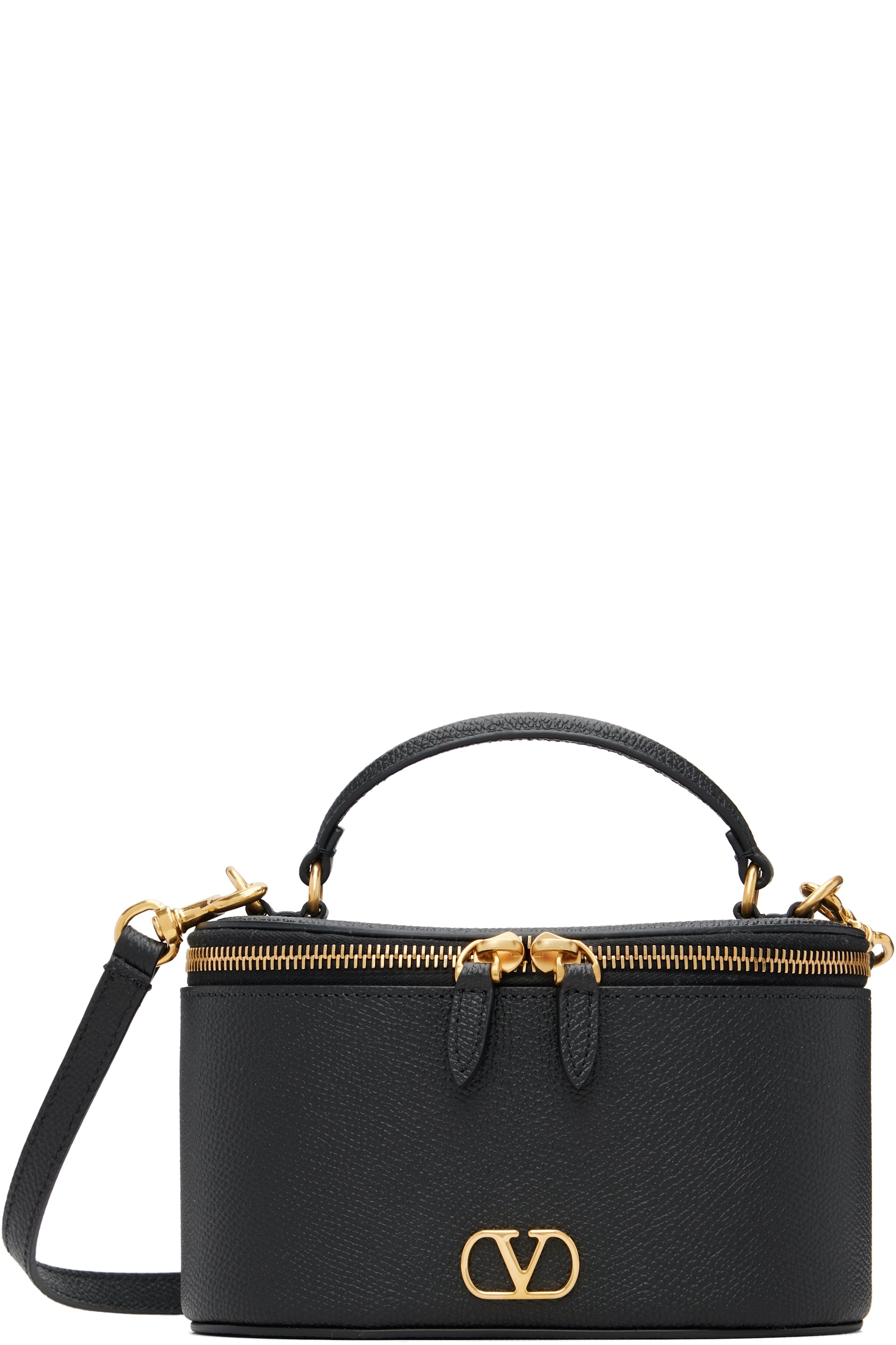 Valentino Garavani - Mini mallette de toilette noire à logo en V