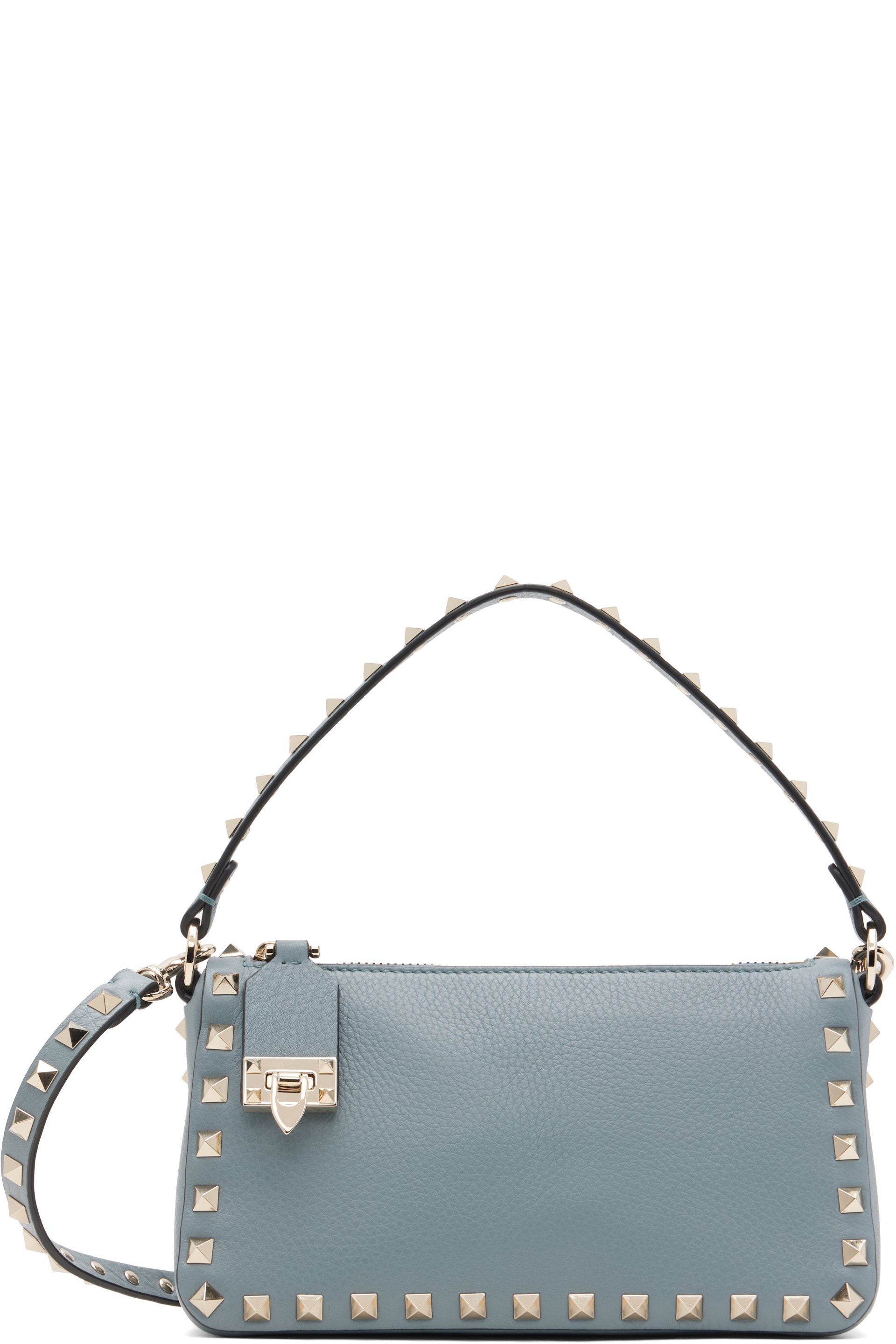 Valentino Garavani - Petit sac à bandoulière bleu à clous Rockstud