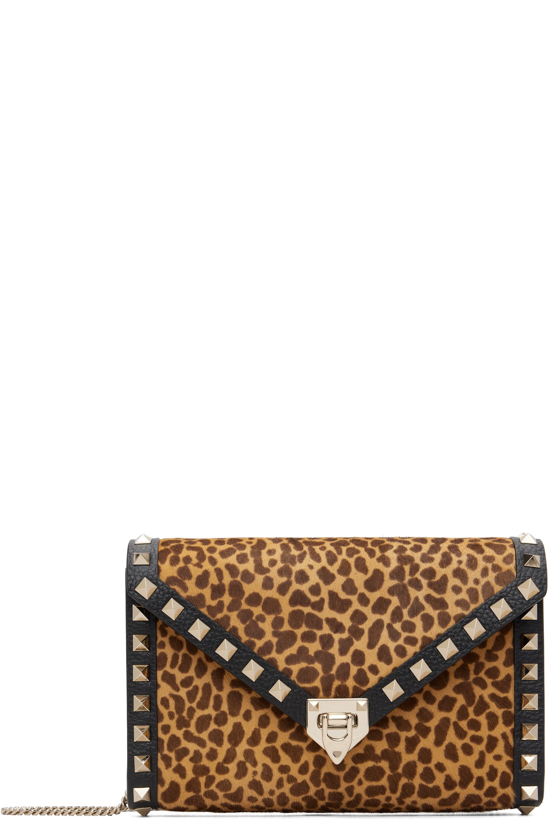 Valentino Garavani - Mini sac brun clair à clous Rockstud