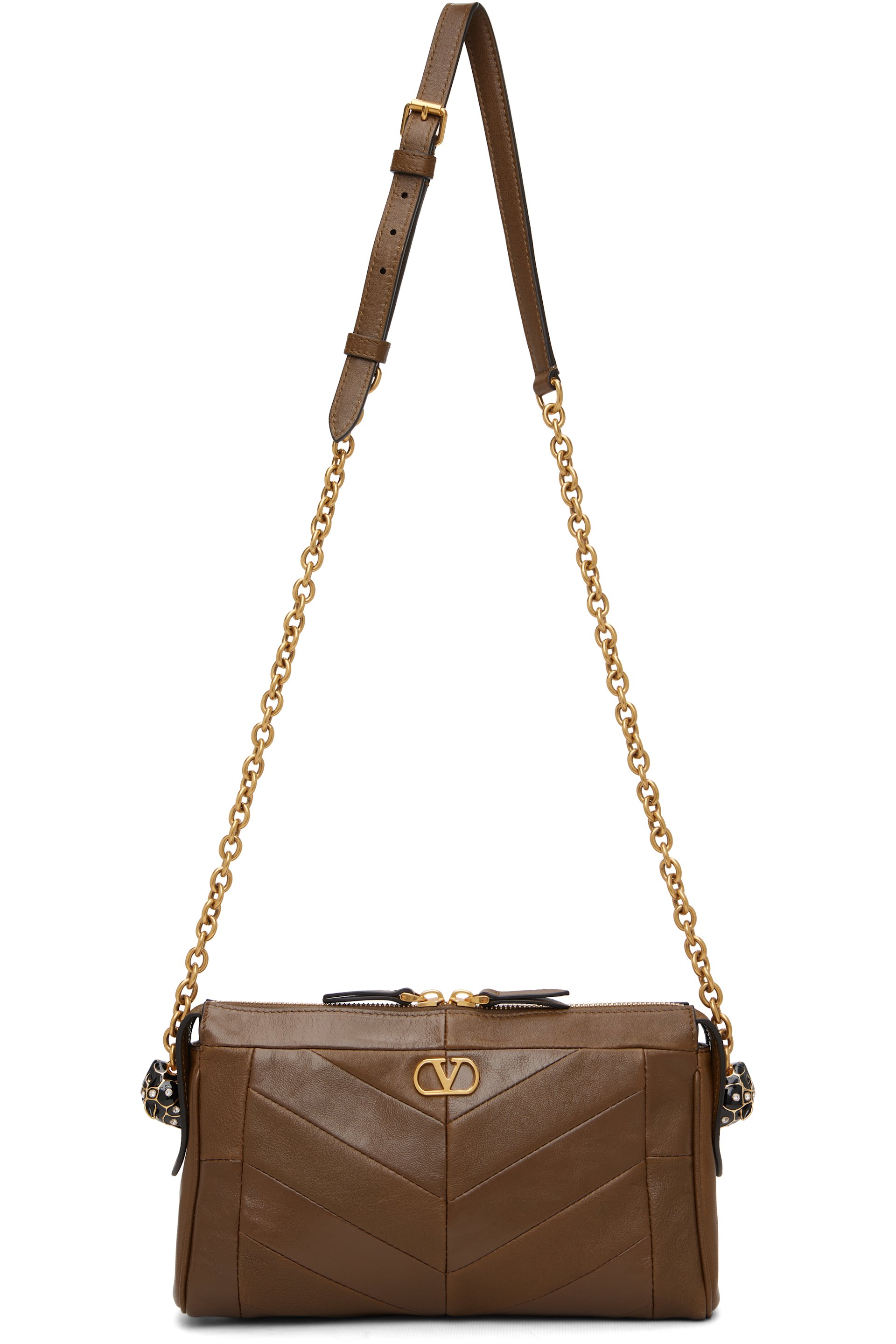 Valentino Garavani - Petit sac porté épaule Panthea brun