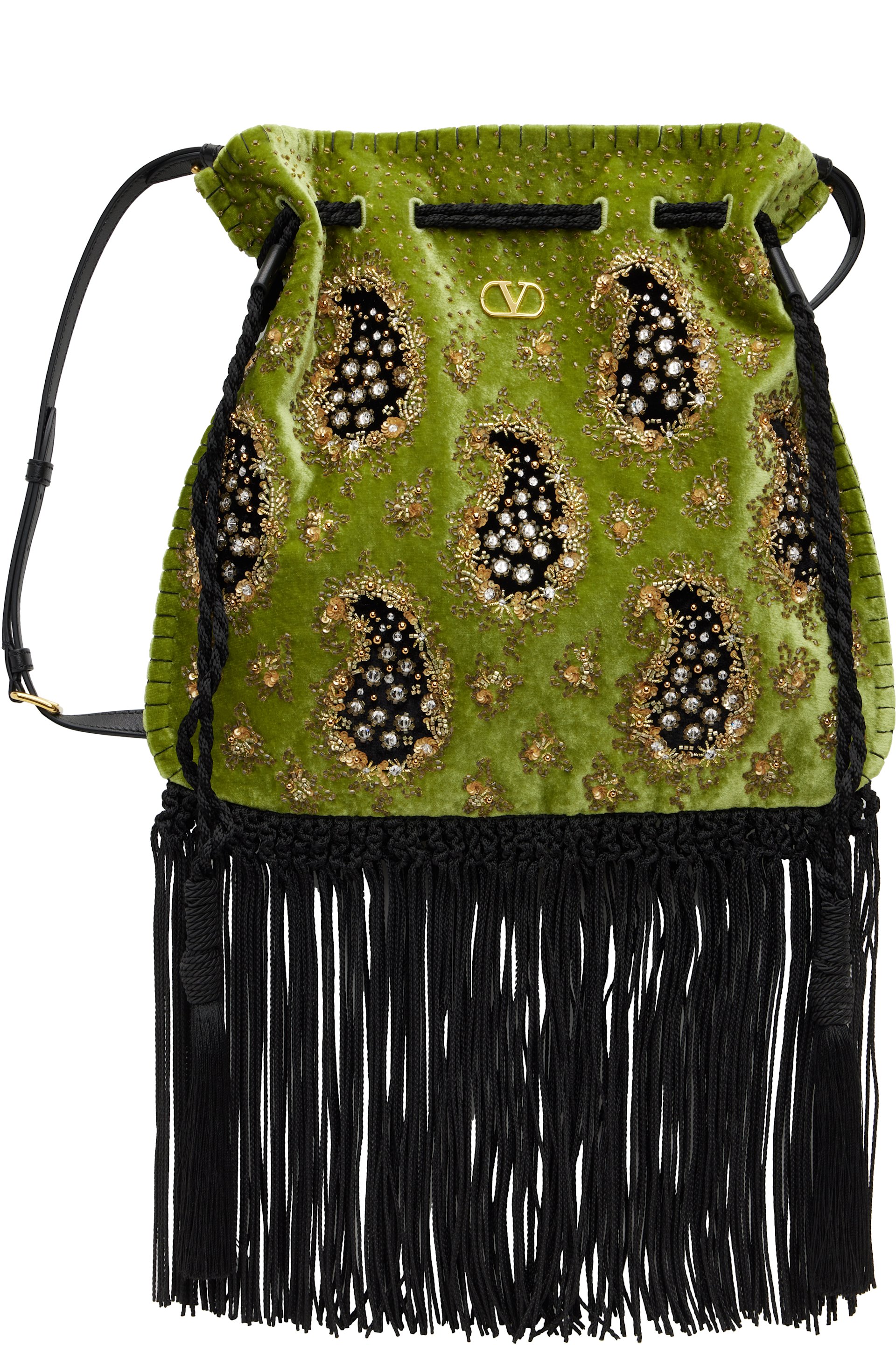 Valentino Garavani - Sac Nellcôte Alice vert à frange