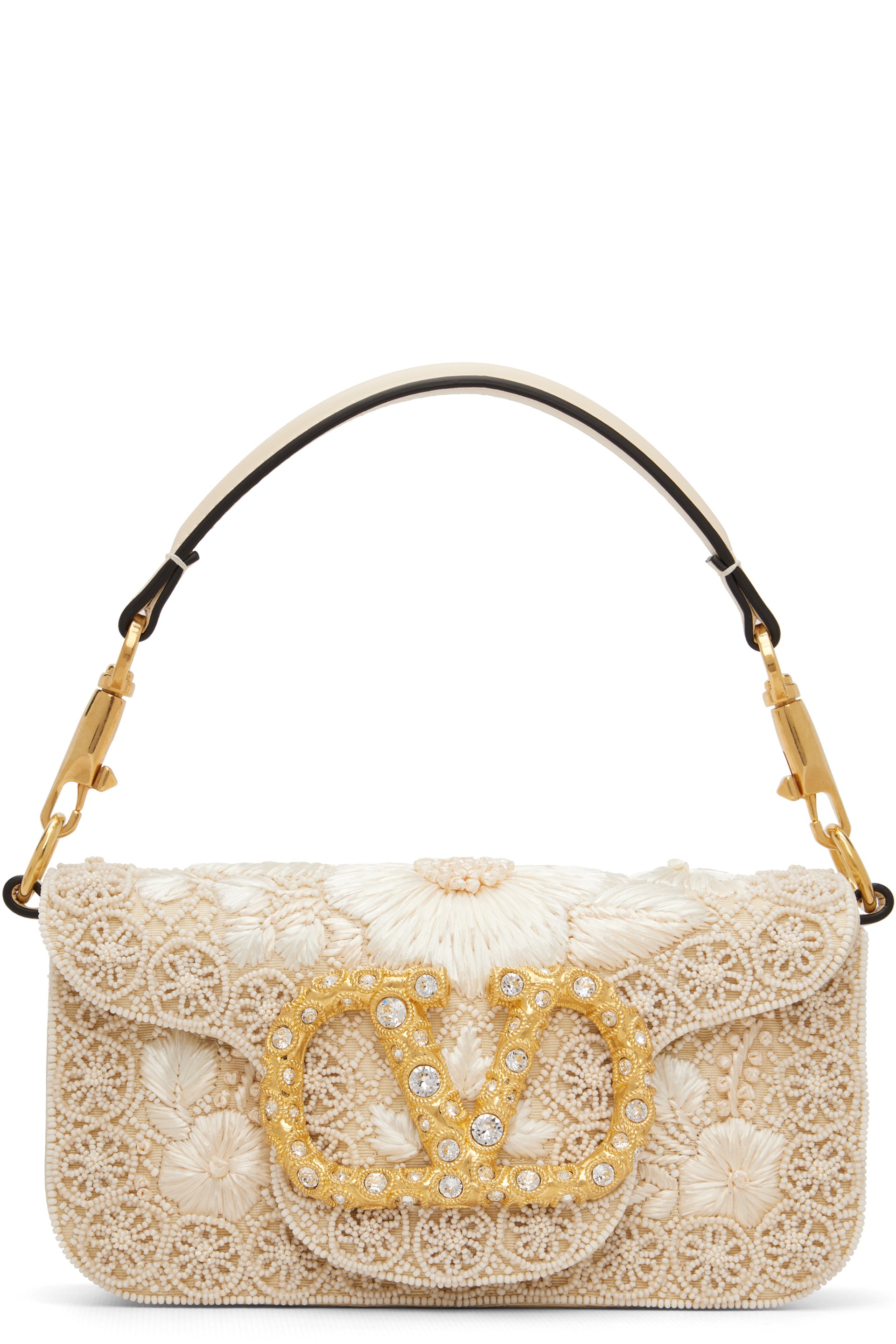 Valentino Garavani - 驼色小号 Locò Embroidered 单肩包