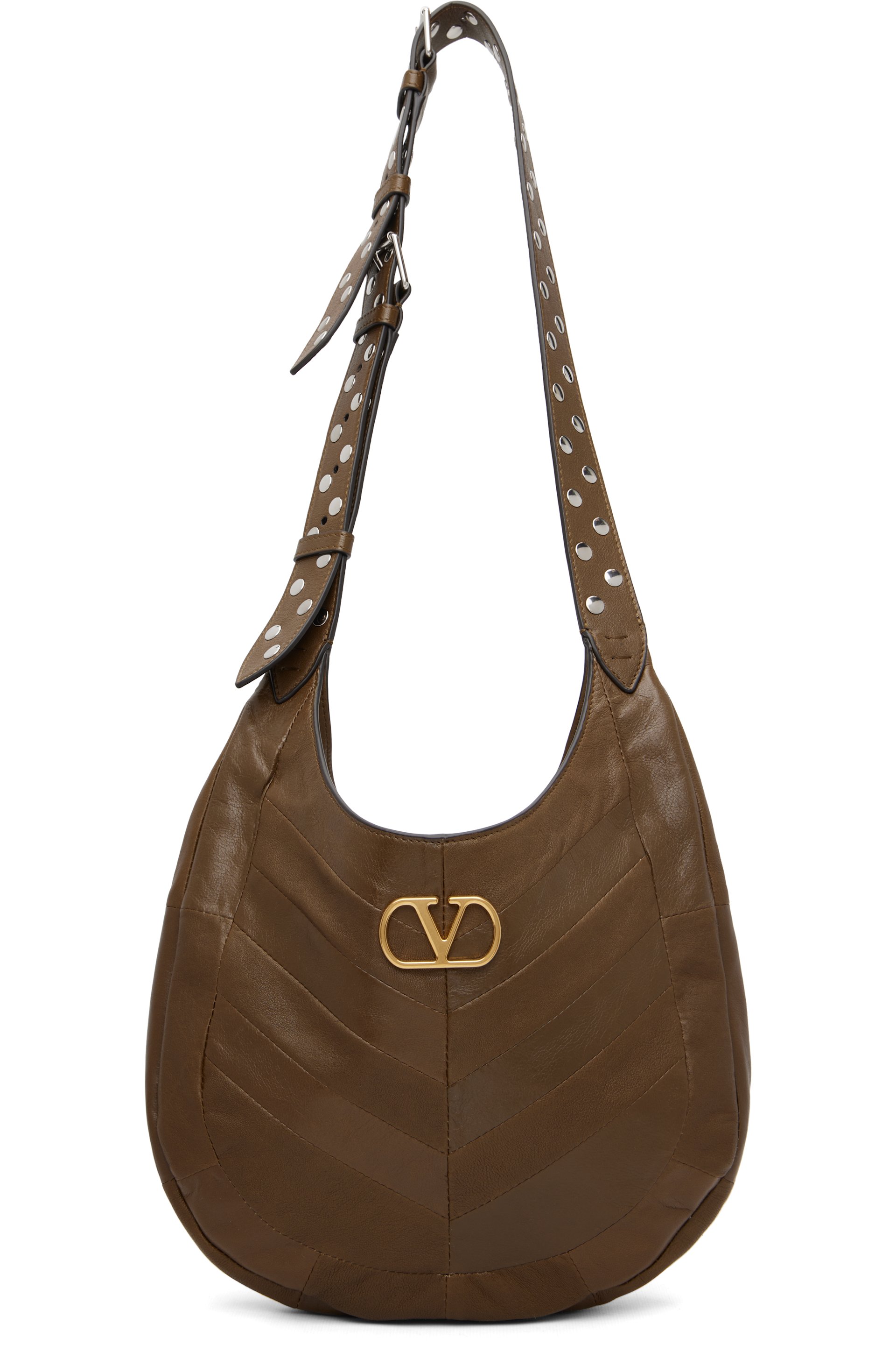Valentino Garavani - Petit sac brun à motif chevronné
