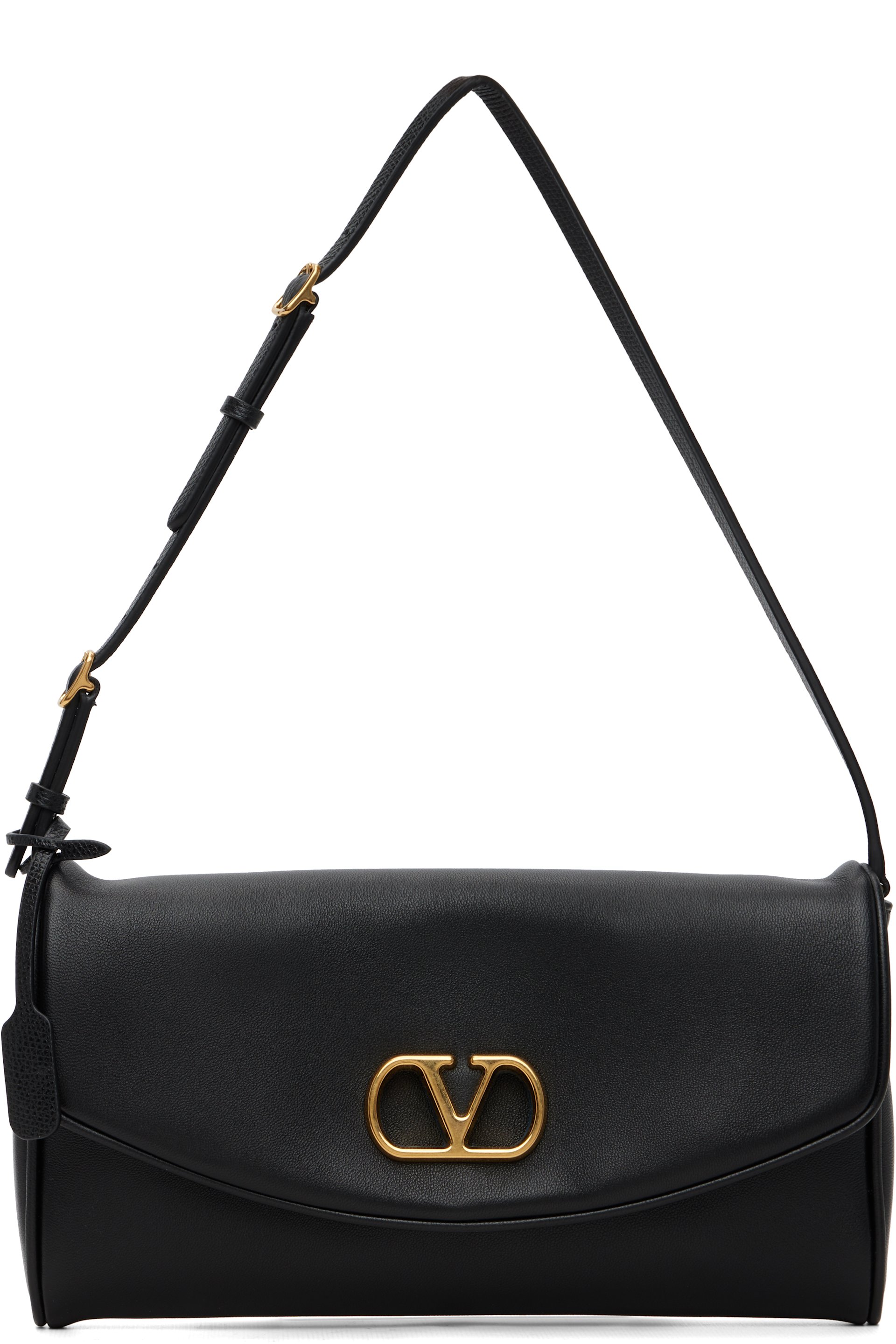 Valentino Garavani - Petit sac porté épaule Devain noir en cuir nappa