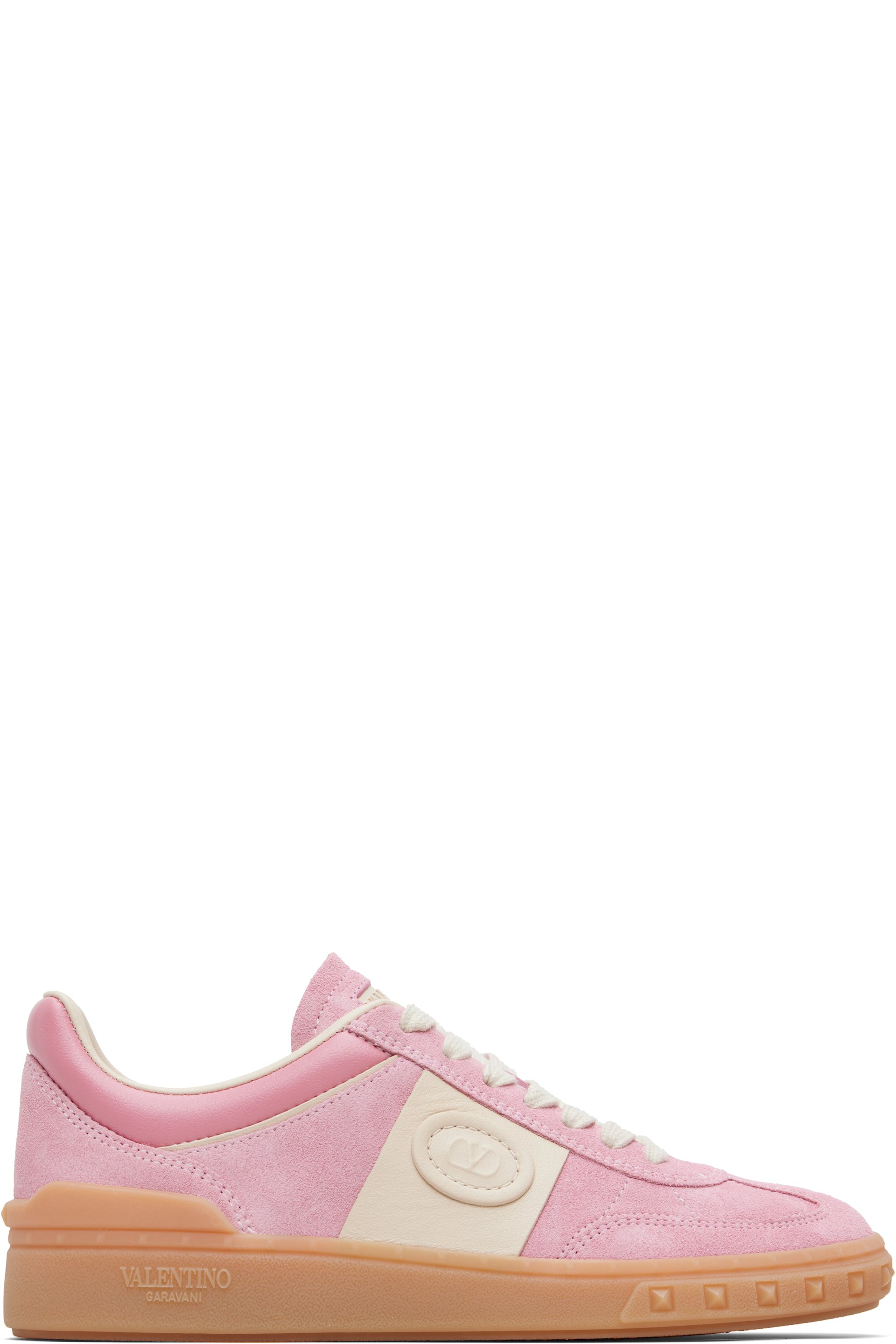 Valentino Garavani - Baskets Upvillage roses en cuir refendu
