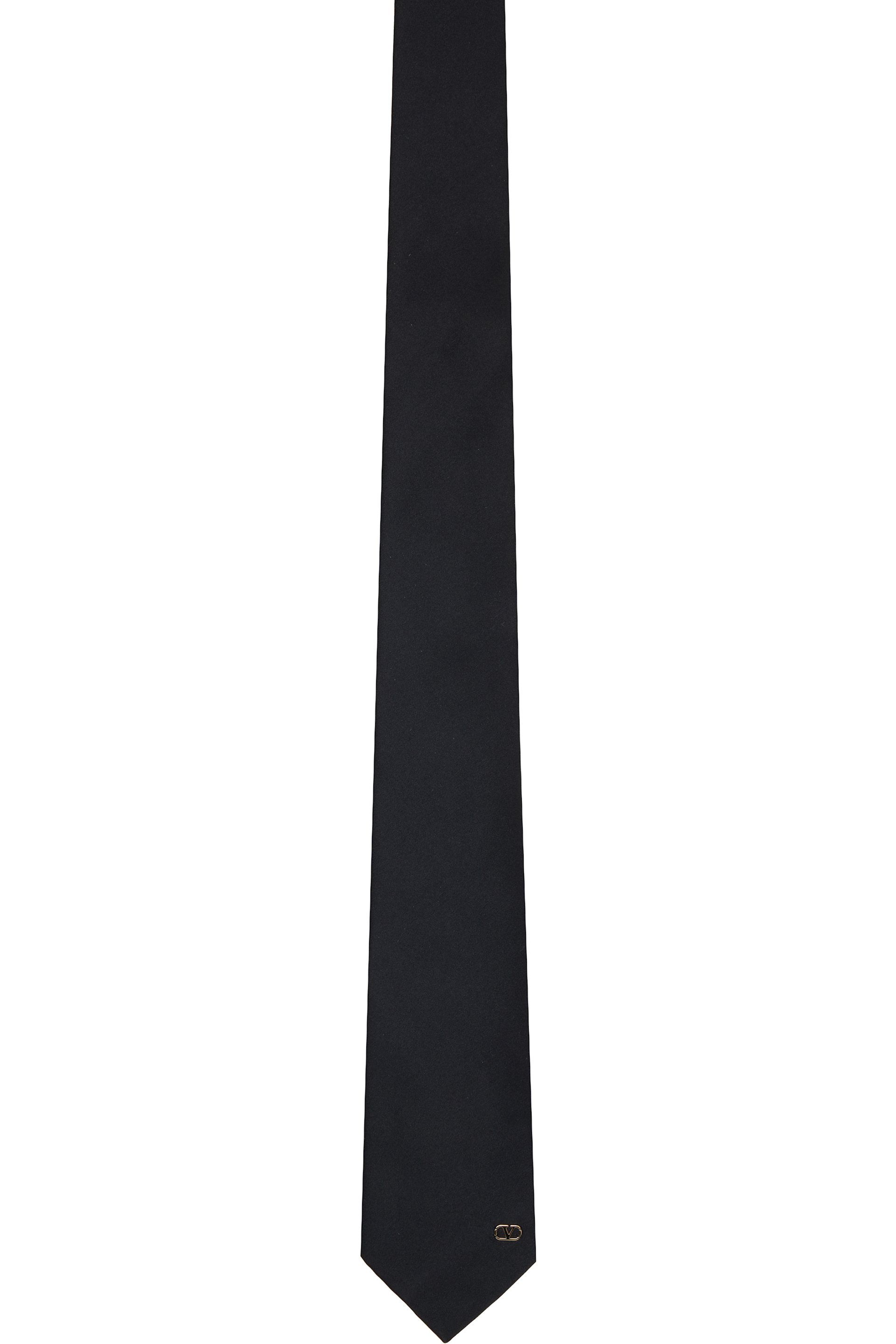 Valentino Garavani - Black Valentie Silk VLogo Signature Detail Tie