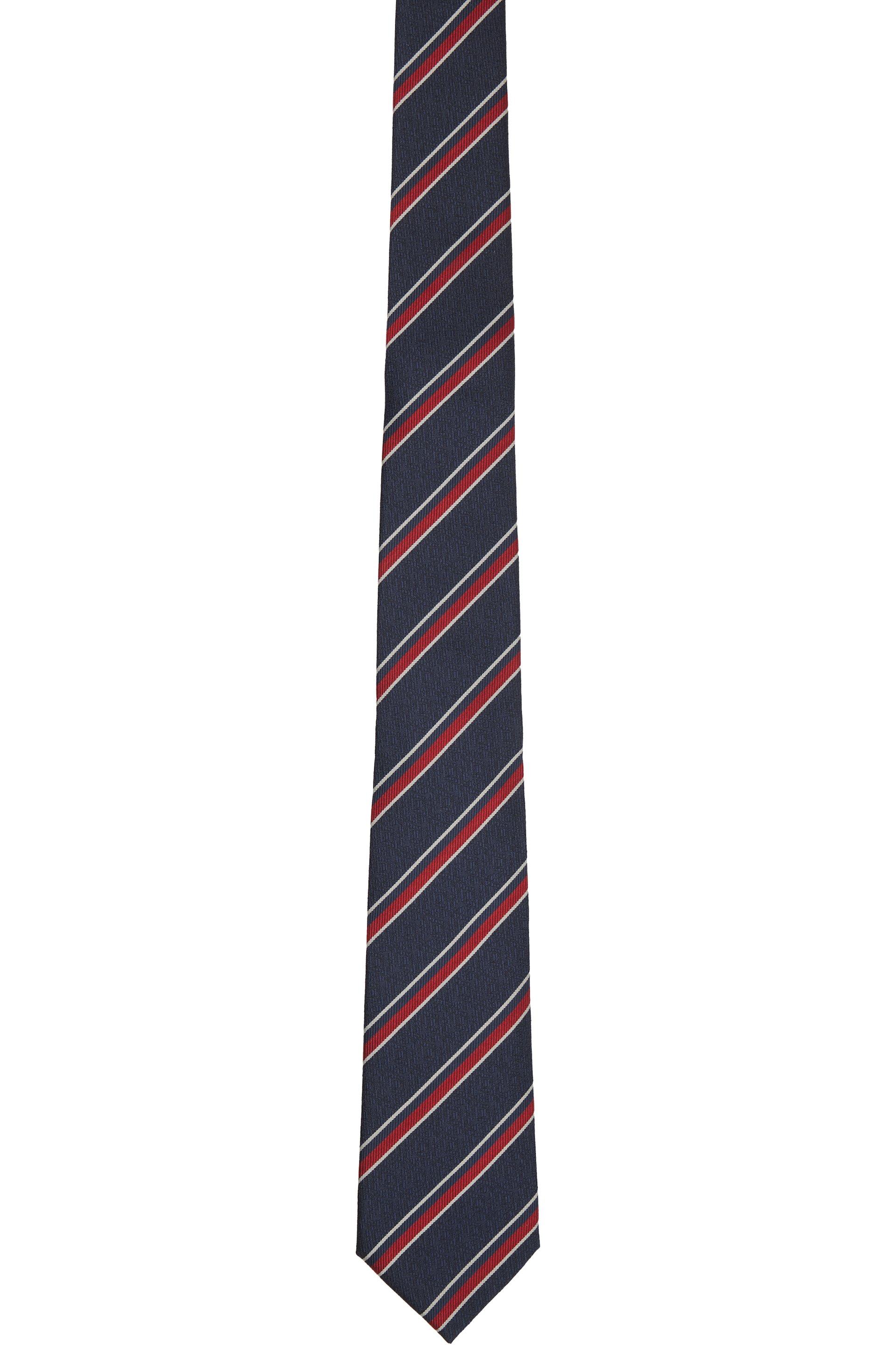 Valentino Garavani - Navy & Red Valentie Jacquard Regimental Silk Tie