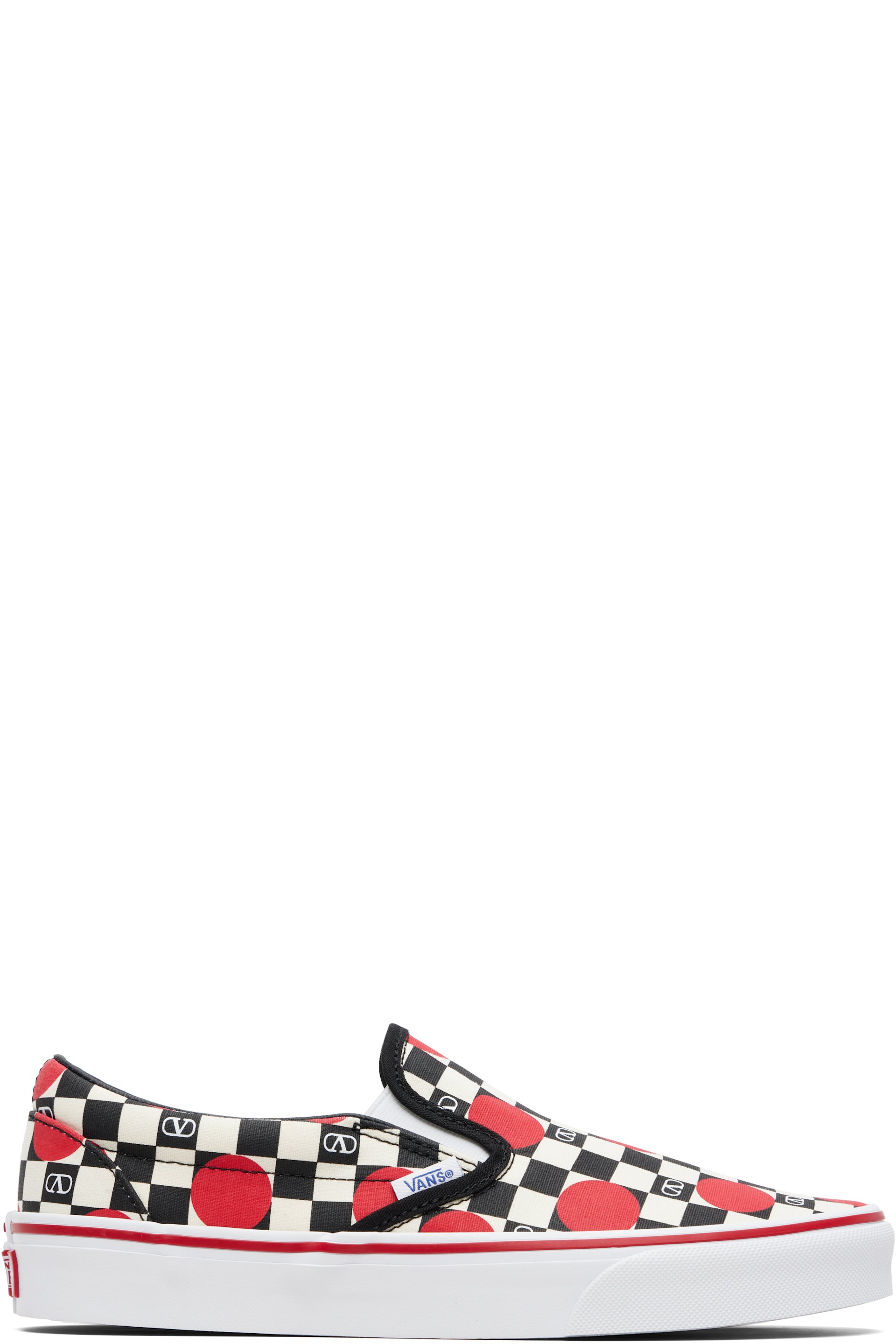 Valentino Garavani - 오프 화이트 Vans V로고 체커보드 프린트 슬립온 스니커즈