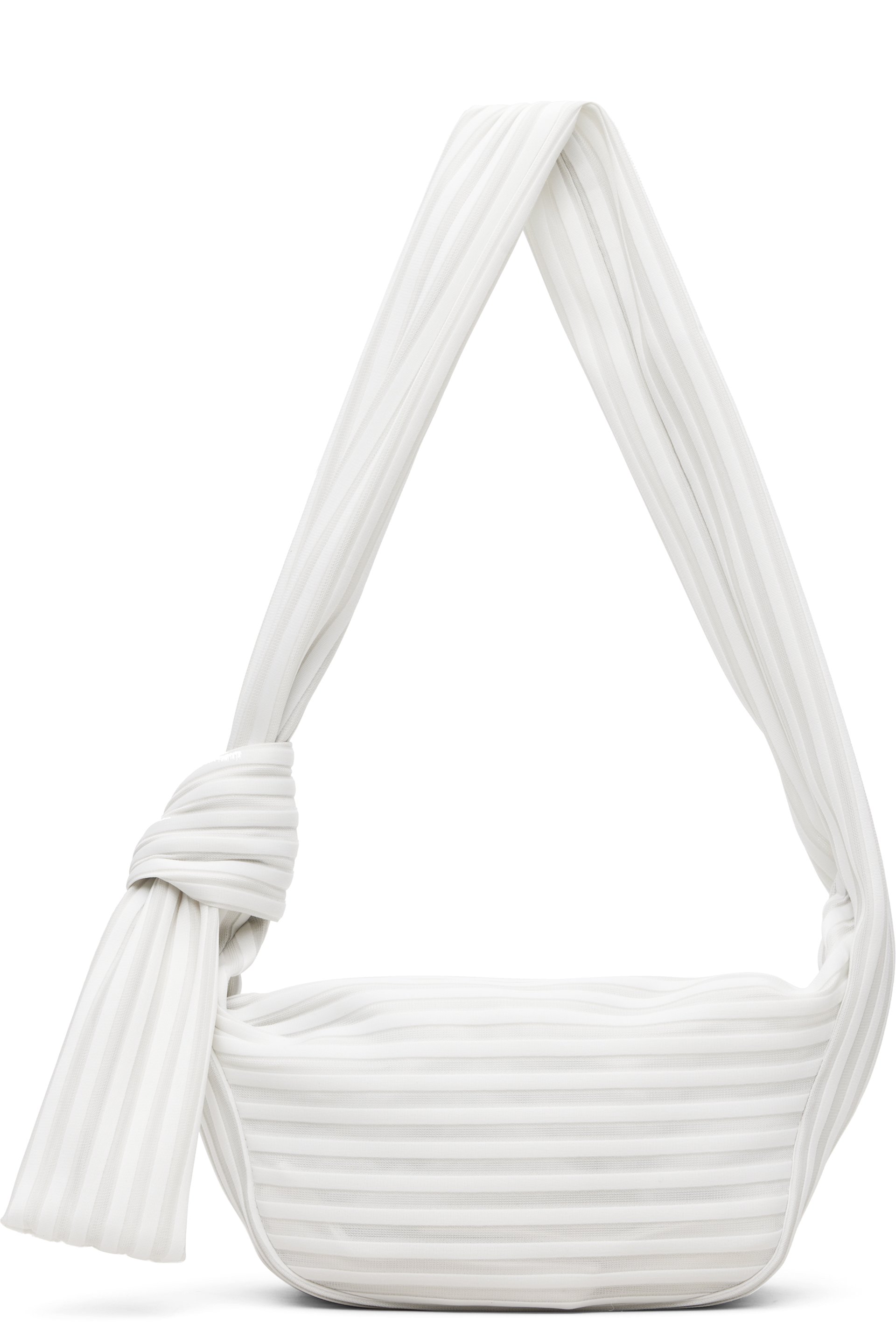 Issey Miyake - Sac 58 blanc cassé en tricot côtelé