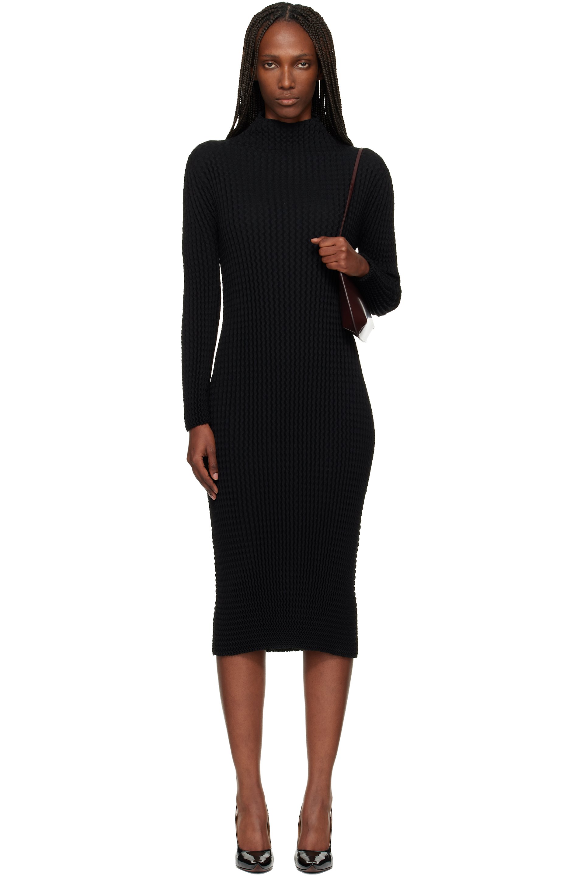 Issey Miyake - Robe midi October Spongy-BK58 noire