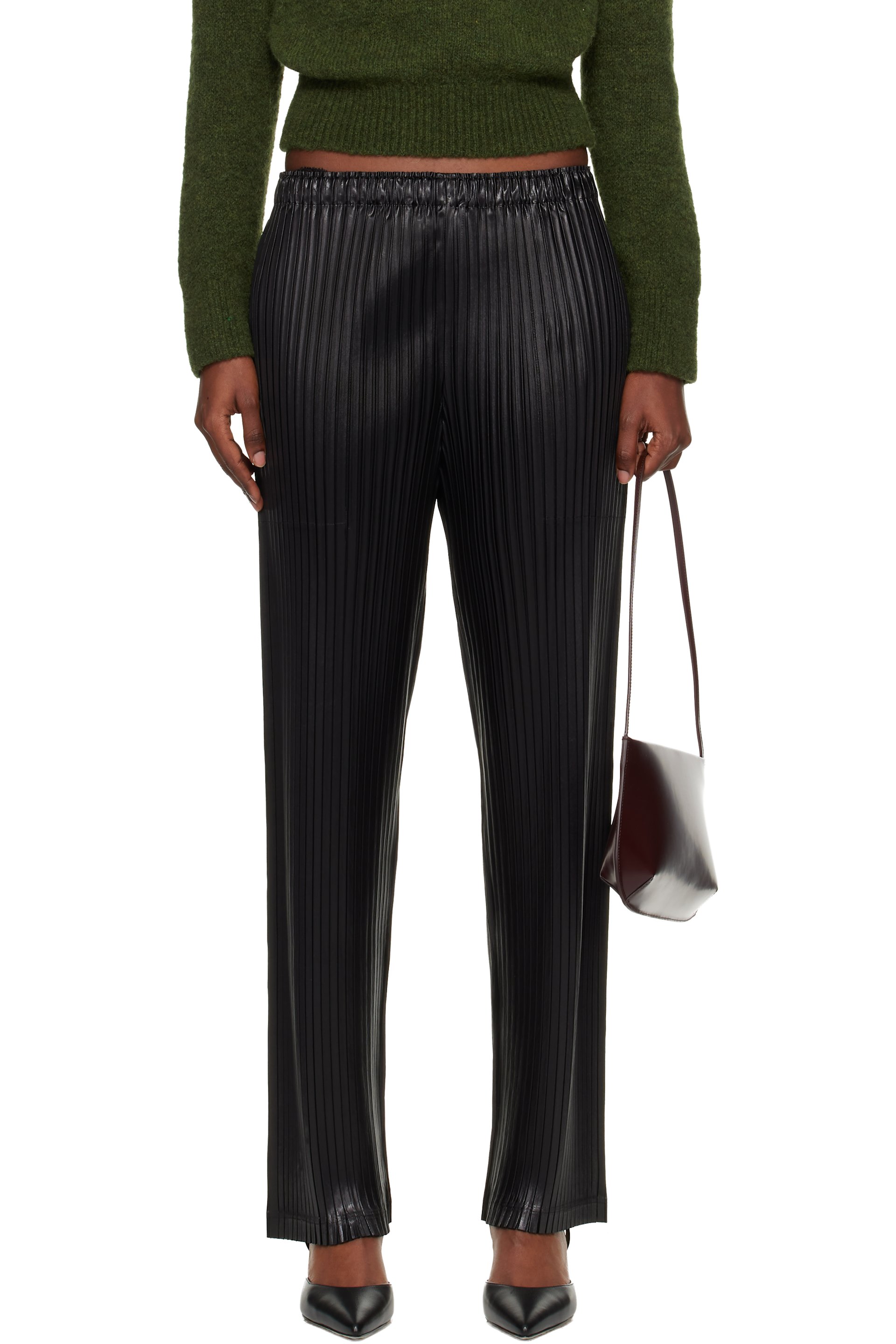 Issey Miyake - Pantalon noir à plissures