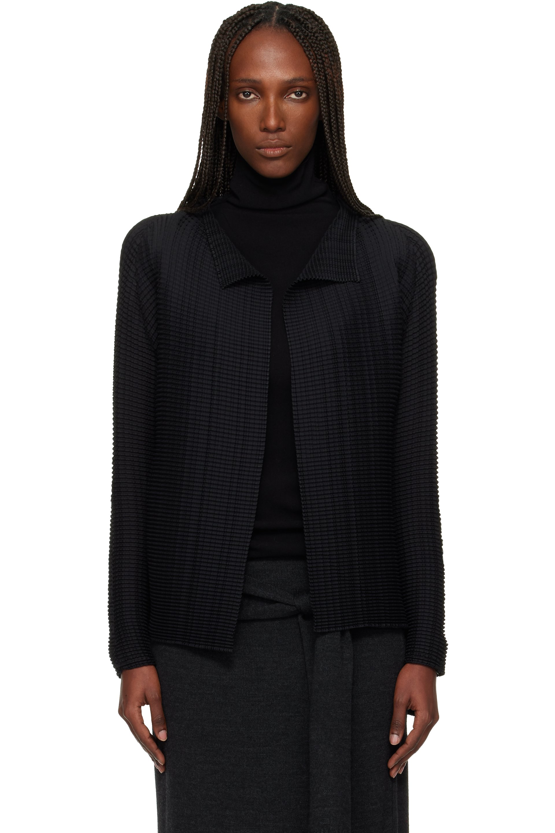 Issey Miyake - Cardigan Wooly Pleats noir