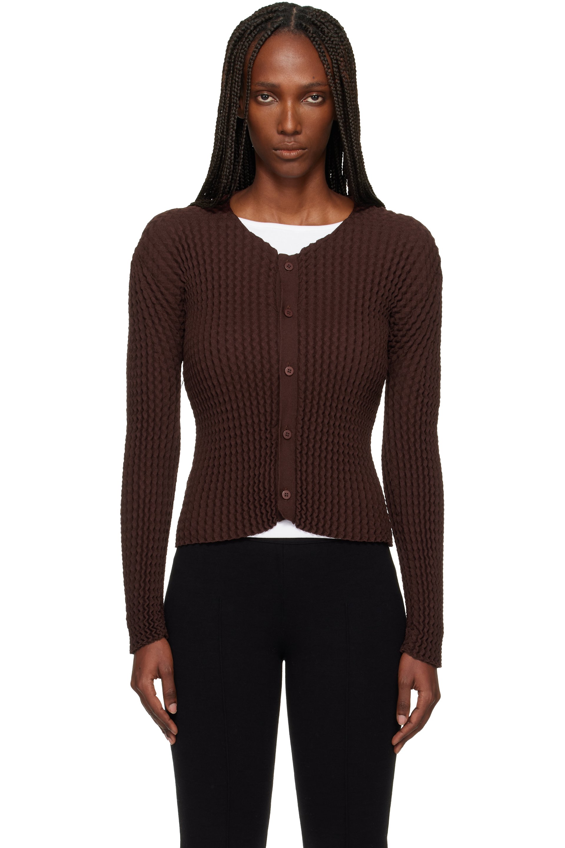 Issey Miyake - Cardigan October Spongy-58 brun