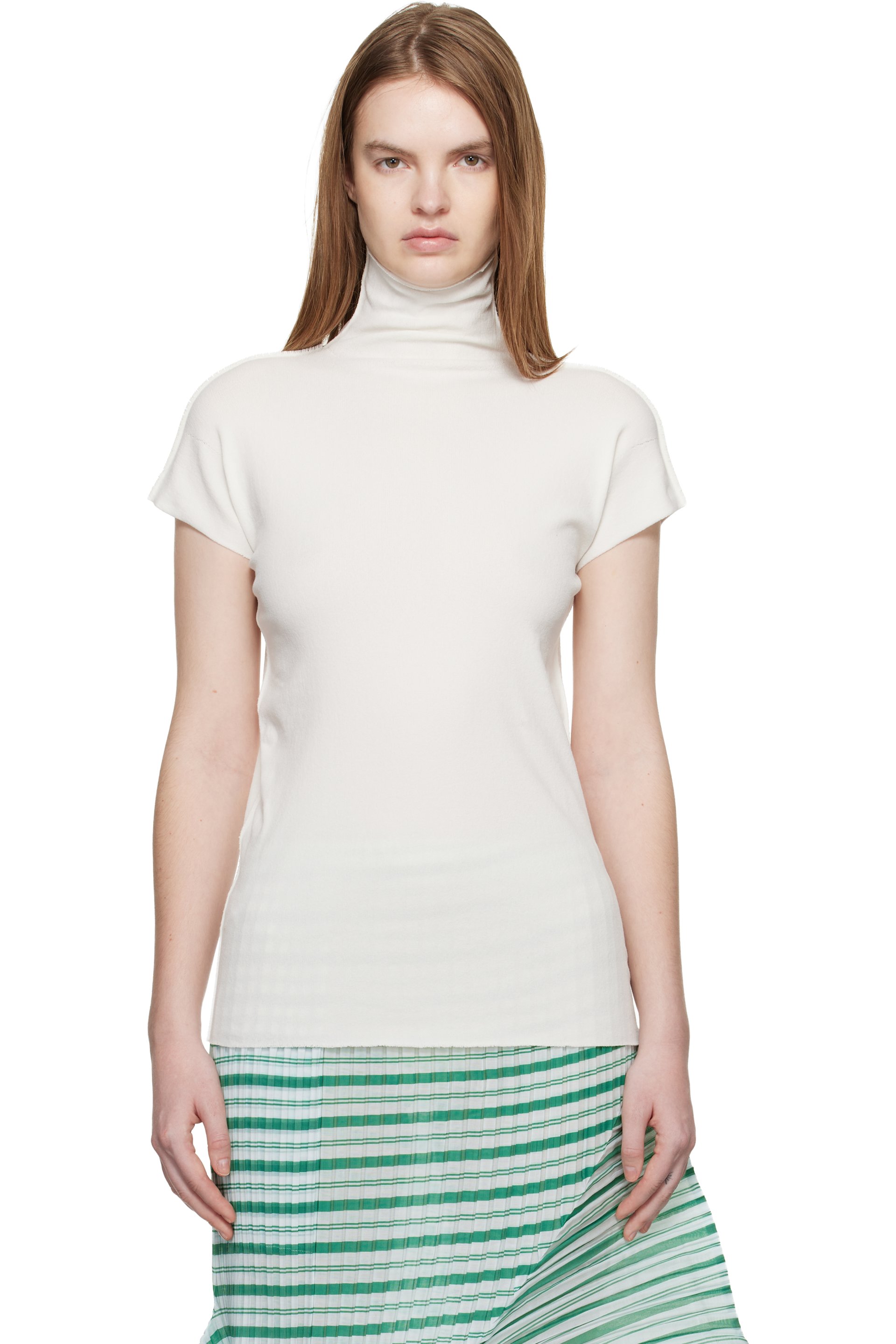超美品　ISSEY MIYAKE BASIC WHITE TURTLEKNECK ISSEY MIYAKE Turtlenecks for Women | SSENSE
